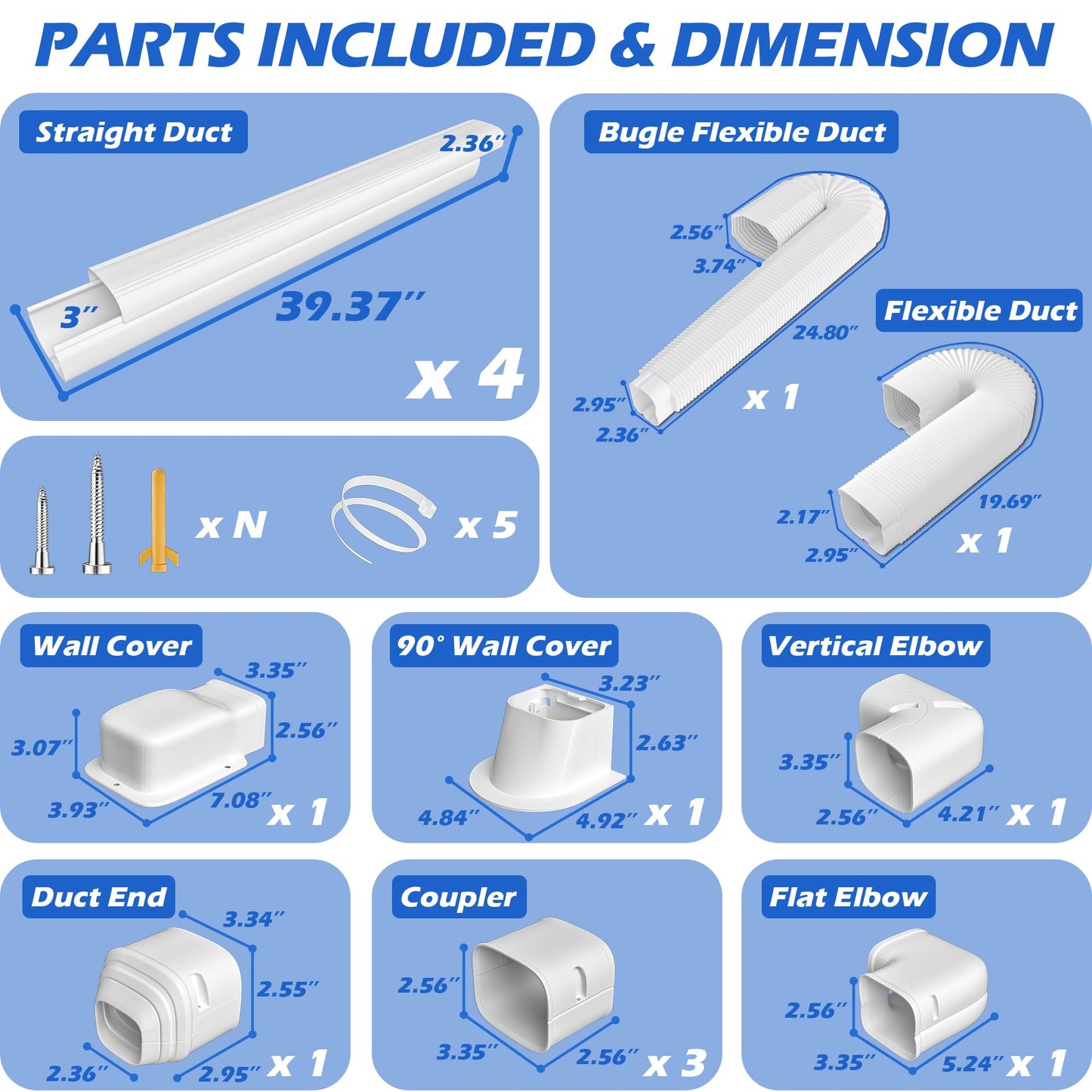 TAKTOPEAK 3'' 17 Ft [Quick Installation] PVC Decorative Line Cover Kit for Ductless Mini Split Air Conditioners, Central AC and Heat Pump Systems