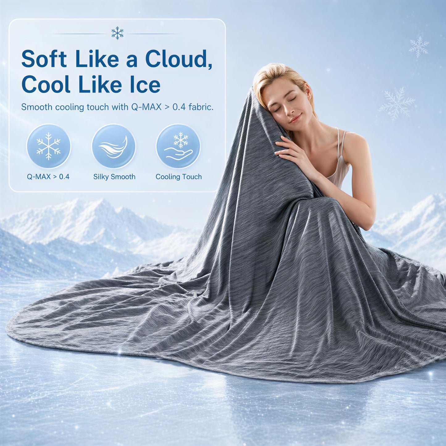 Queen Size Cooling Blanket for Hot Sleepers - Lightweight Breathable Cool Cold Blanket - Keep Cool for Night Sweats, Soft Thin Summer Blankets for Bed Couch Sofa, (Dark Gray, 90"x90")