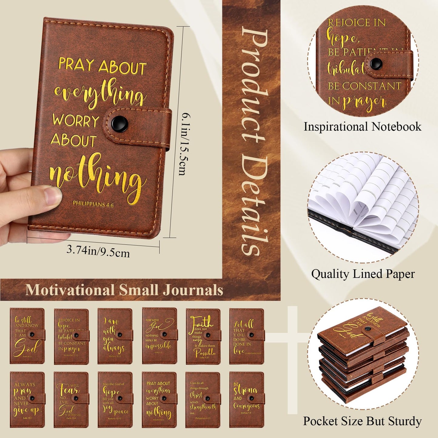 Spakon 24 Sets Christian Father's Day Bulk Gift Prayer Journal Leather Bible Study Notebook Verse Ballpoint Pen Religious Scripture Notepad for Graduates Church Clergy Gift Sunday School