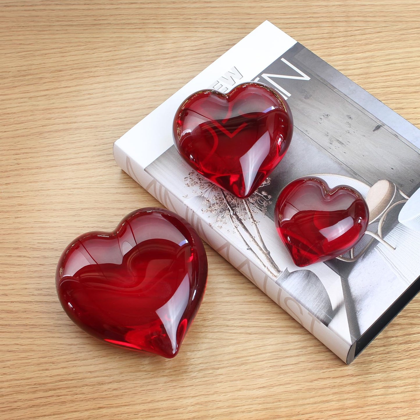 Ca D Oro Mother’s Day Small Red Glass Heart Paperweight – Hand Blown Murano-Style Glass Heart Ornament, Handmade Art Gift for Mom, Home Decor, Expressing Love for Mothers