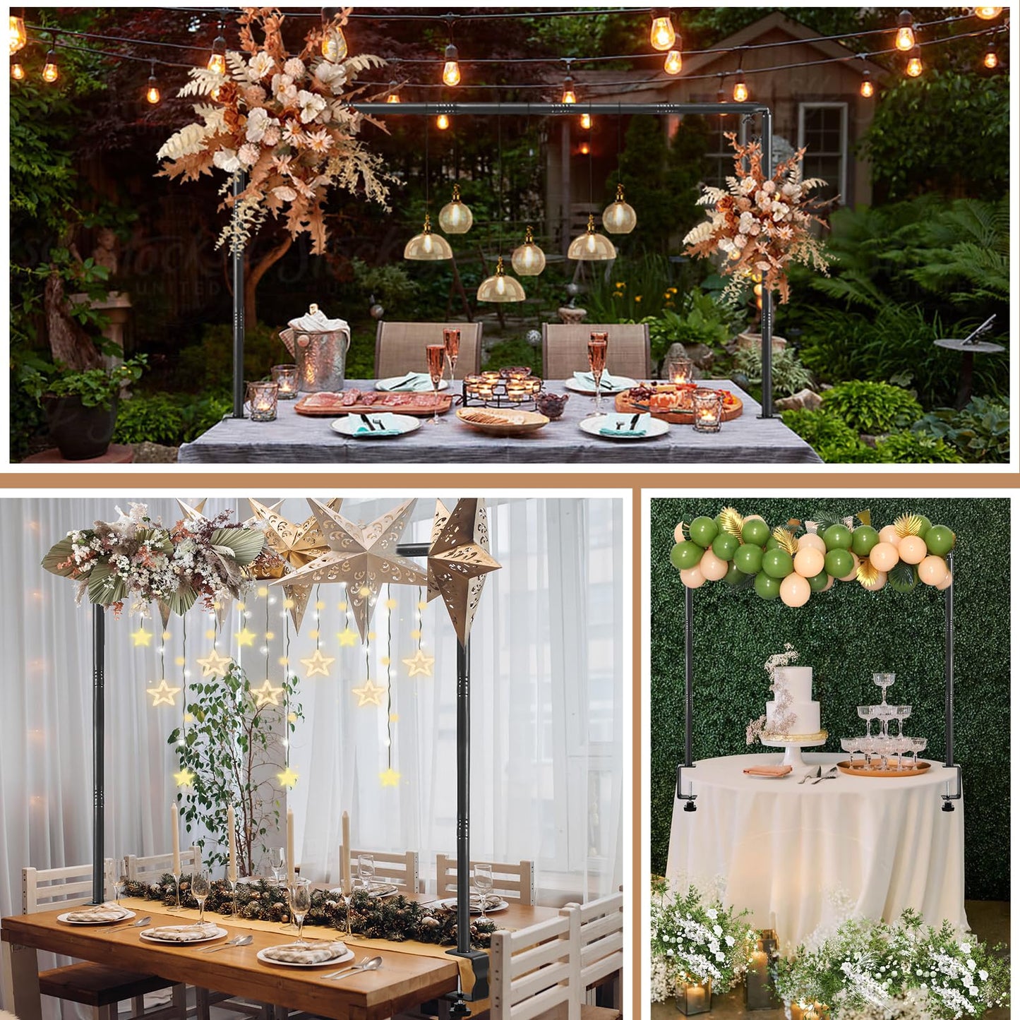 Over The Table Rod Stand with Clamps Adjustable 31-110 in Length 31-64 in Height Black Table Balloon Arch Hanging Stand with Storage Bag for Valentines Day Wedding Birthday Party Decoration