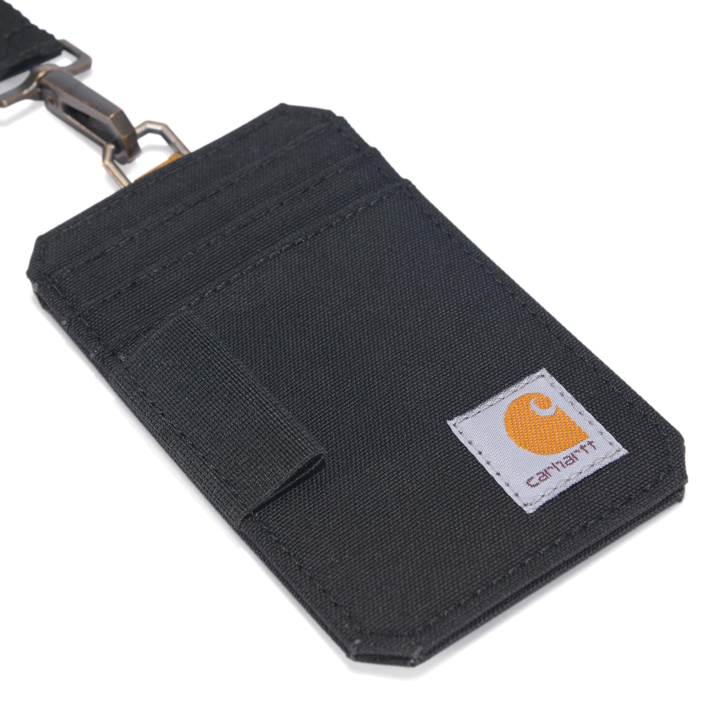 Carhartt unisex adult Nylon Duck Id Holder and Lanyard, Water-repellent Canvas Id Holder With Reflective Lanyard Wallet, Nylon Duck (Black), One Size US