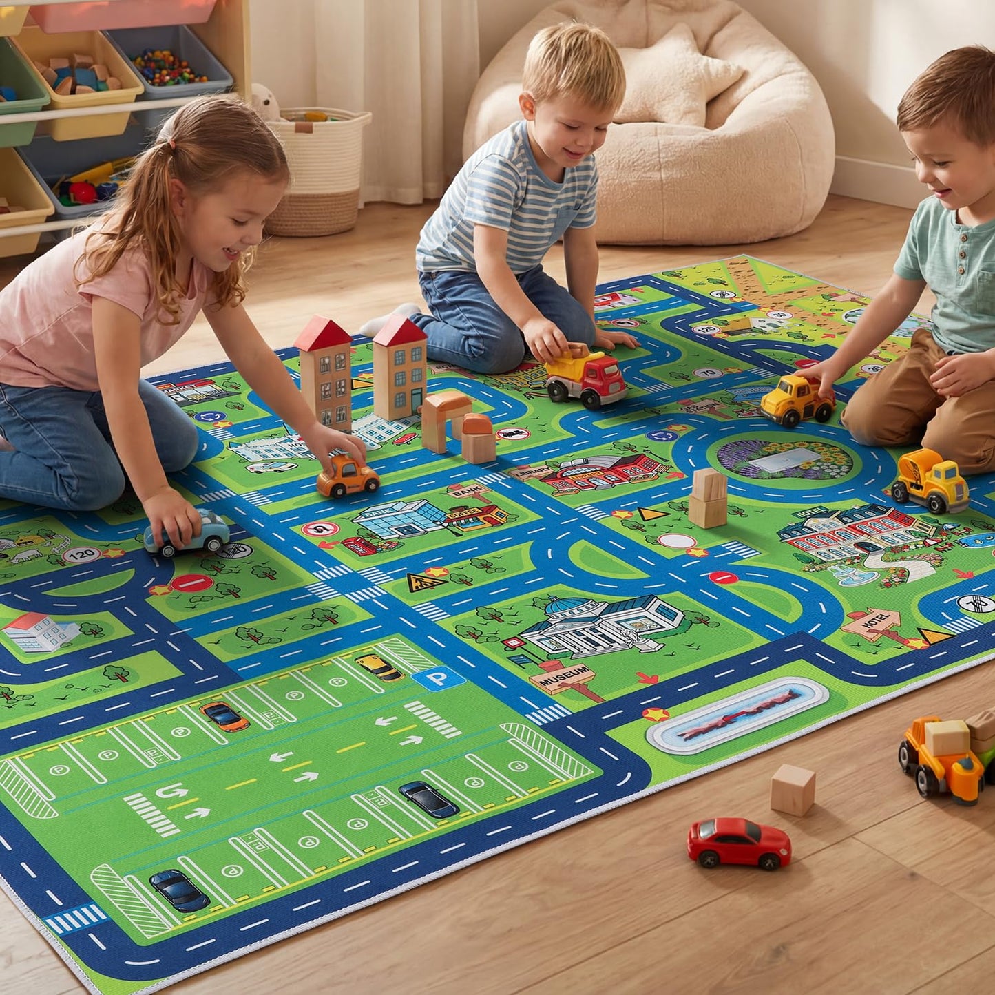 Esup 4'x6' Non-Slip Kids Rugs Perfect for Playrooms, Bedrooms, and Nurseries Educational Playground Mat- Extra Thick Safety Carpet, Indoor Outdoor Use, Easy Clean