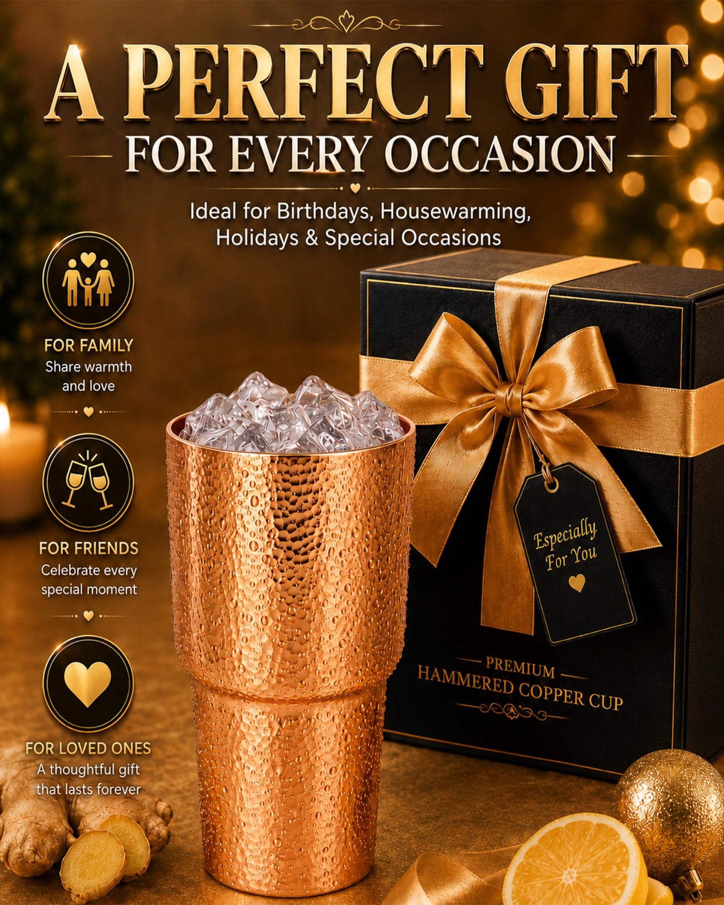 CigeZaus 20 oz Pure Copper Cup for Drinking, Tall Hand-Hammered Ayurvedic Water Tumbler, Cold-Retentive Mug for Moscow Mule, Cocktails & Whiskey, Ideal for Bar, Home & Parties (1)