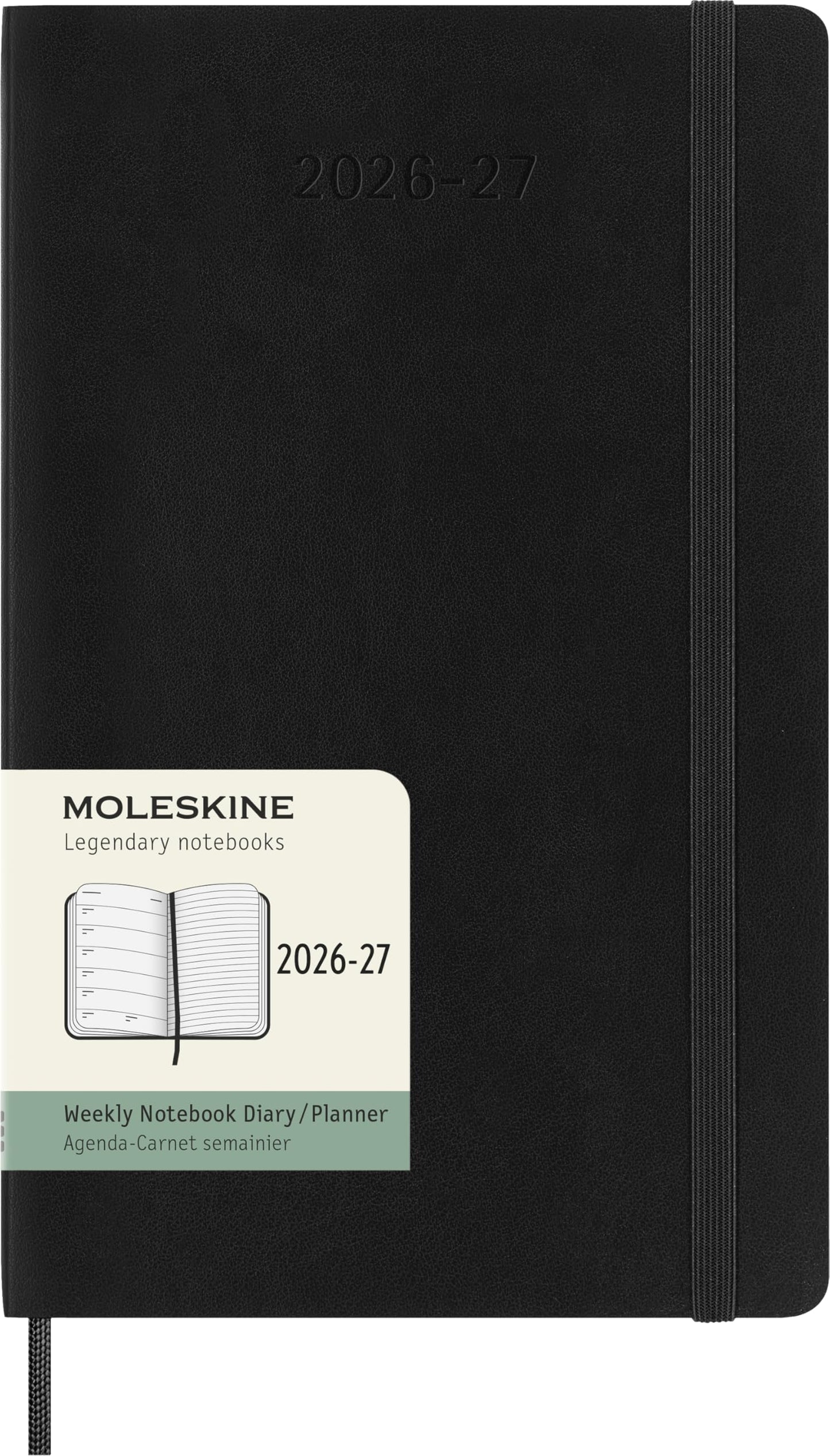 Moleskine Classic 18 Month 2026-2027 Weekly Planner, Soft Cover, Large (5" x 8.25"), Black, 208 pages