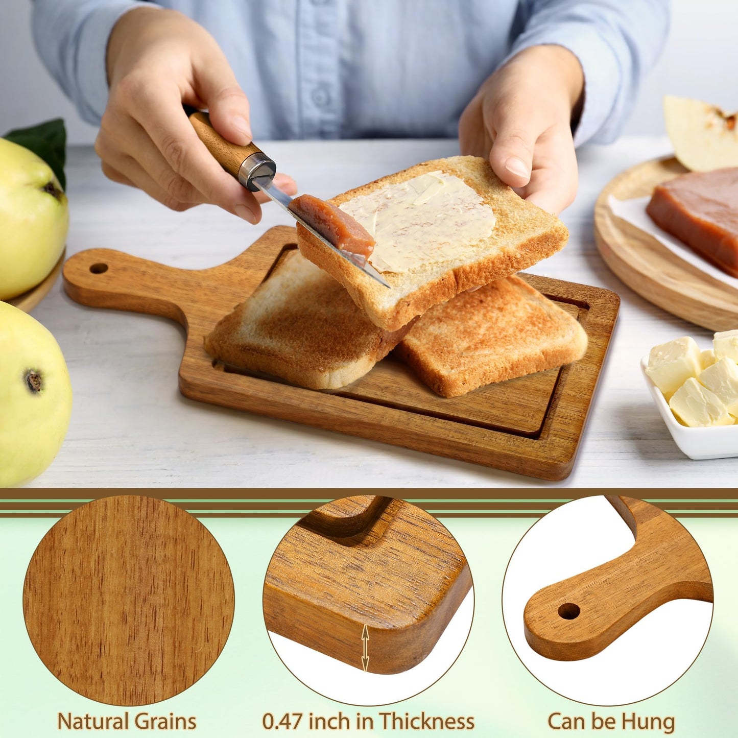 Kochorie 6 Sets Baby Shower Prizes for Game Winners 49 Pcs Square Acacia Wood Cheese Board Gift with Knives Spoons Gift Bags Kitchen Towels Bridal Shower Party Favors for Guests