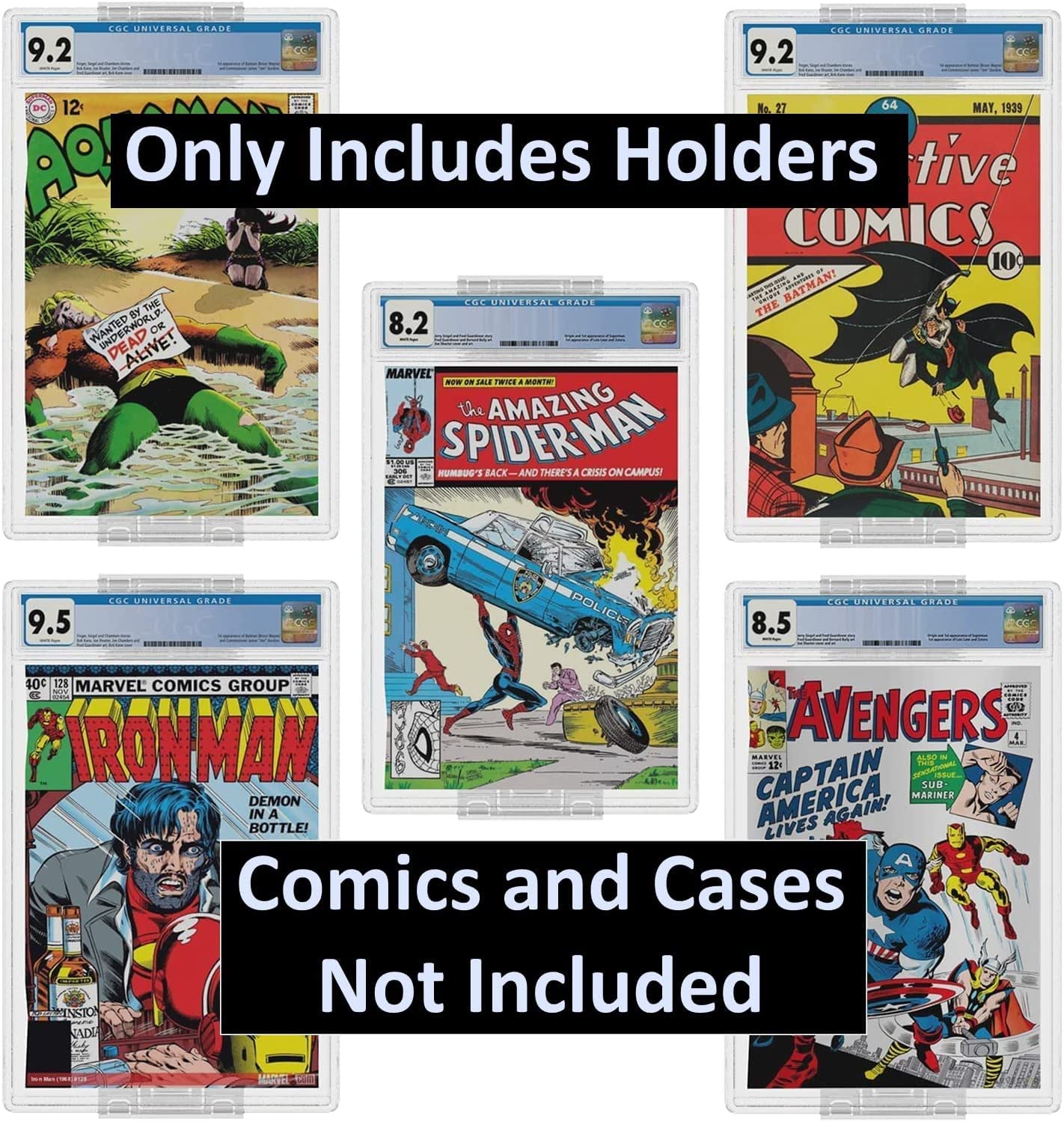 Hello LLamas SlabGrabs-Standard Fit 20-Piece Comic Wall Mount (Holds 10 Slabs), Active-Grip Security Lock, Heavy Duty Clear Display for PSA & Pre-2024 CGC – Not for Thick Slabs