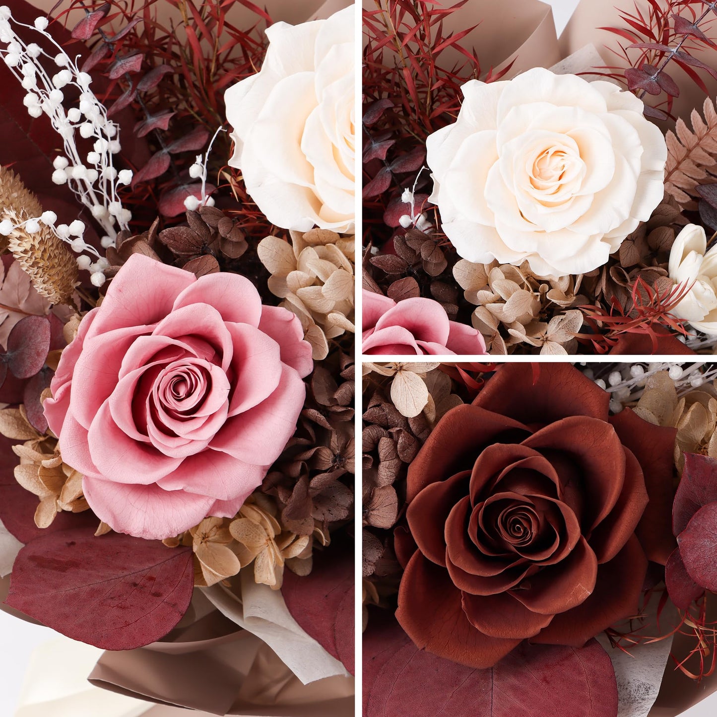 Gcchobv Preserved Flowers Bouquet, Real Eternal Flowers, Gifts for Women, Birthday Gifts for Mom Friends Her Girlfriend Sister, Valentine (Caramel)