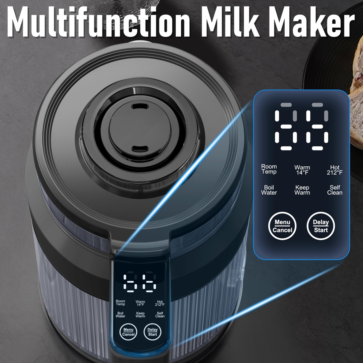 6-in-1 Nut Milk Maker, 8 Blade 27oz Homemade Almond, Soy, Coconut, Oat, Plant Based Milks and Non Dairy Beverages, Soy Milk Maker Machine with Delay Start/Keep Warm/Self-Cleaning/Boil Water