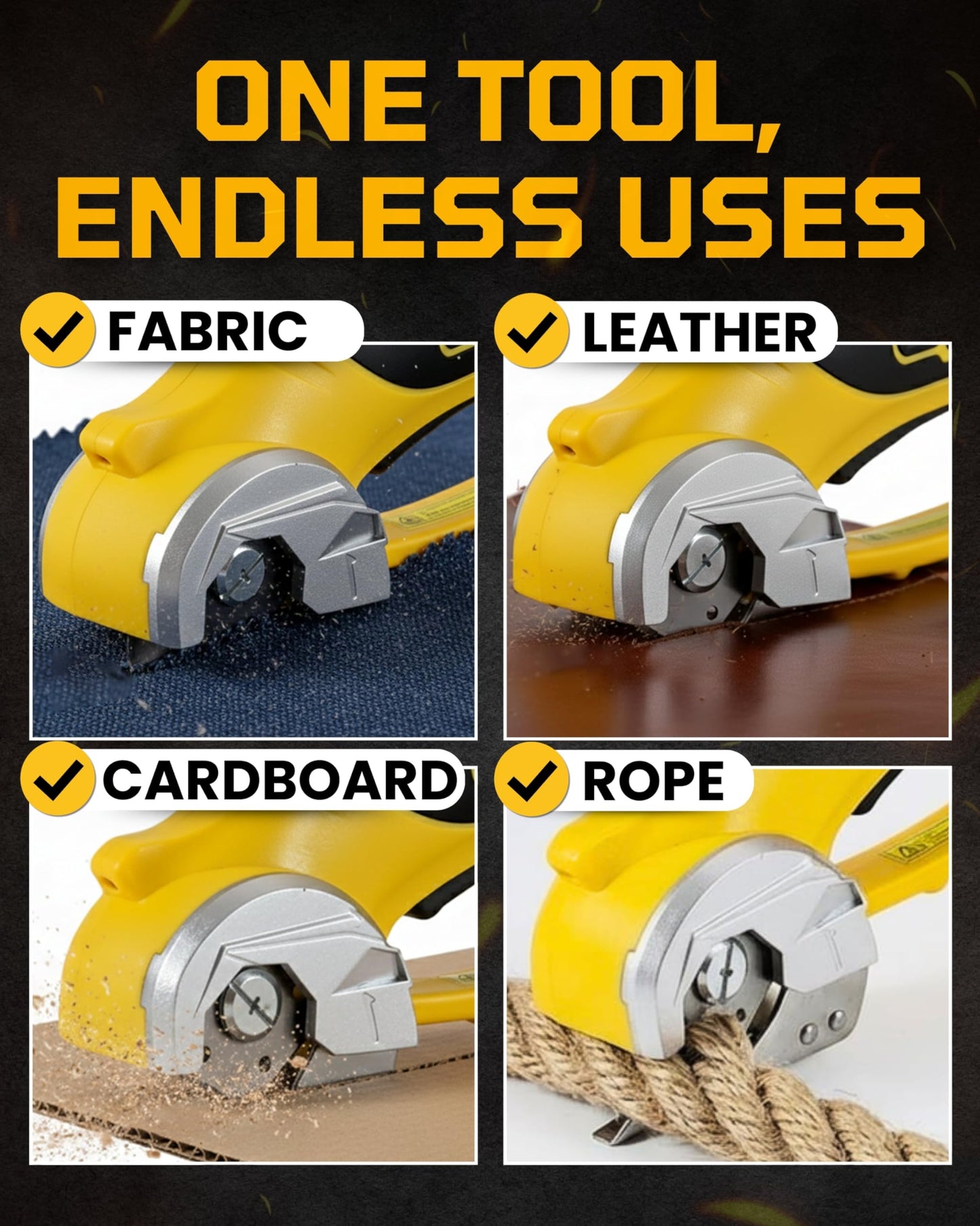 Cordless Electric Scissors - 4V Rechargeable Cardboard Cutter with Safety Lock and LED Light - Electric Box Cutter for Cardboard, Fabric, Leather, Rope - Cordless Scissors Cutting Tool up to 0.25 in