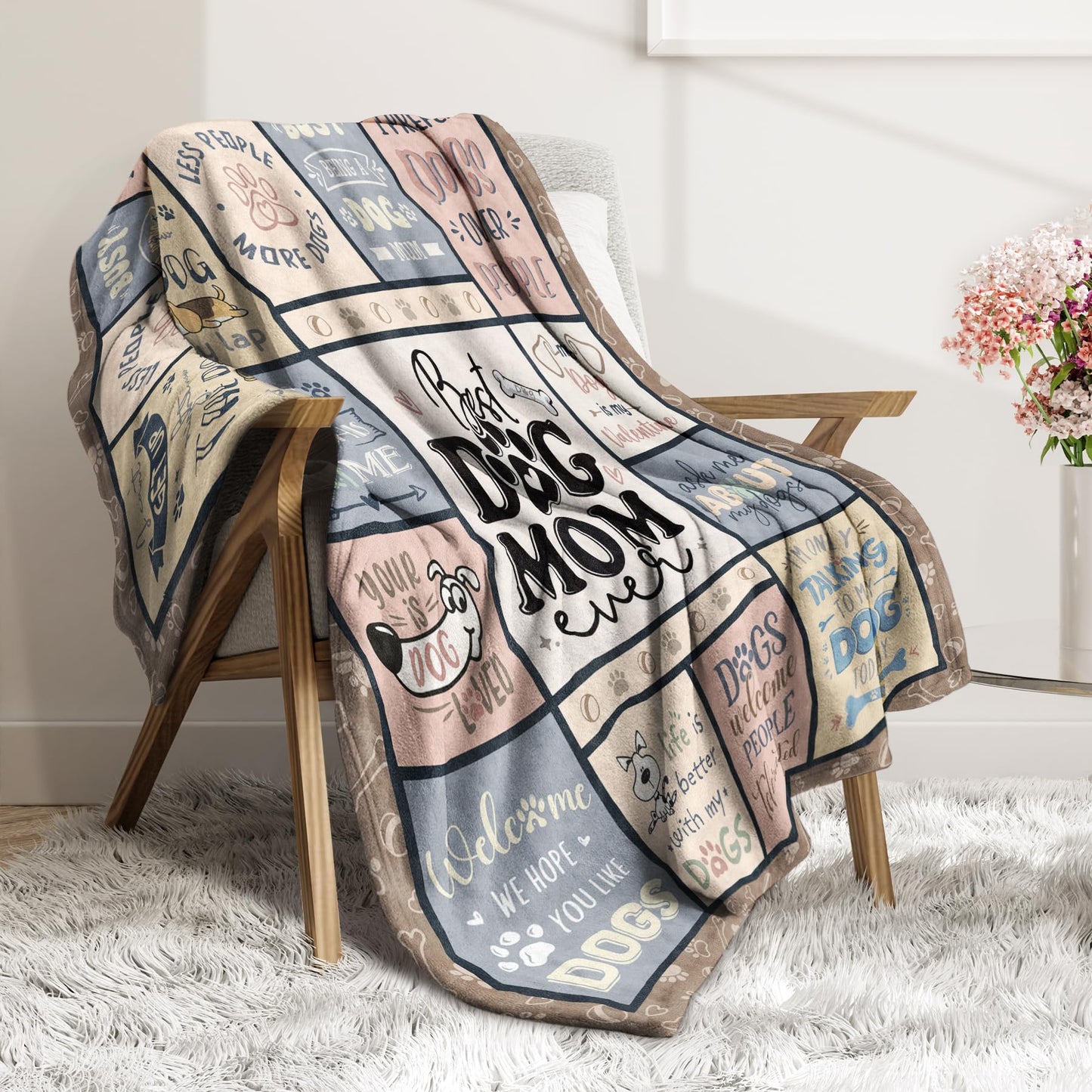 SteadStyle Dog Mom Gifts for Women – Best Ever Blanket for Pet Lovers, Funny Canine-Inspired Throw for Women, Cozy Present for Dog Owners on Birthday, Christmas, or Mother’s Day 60" x 50"
