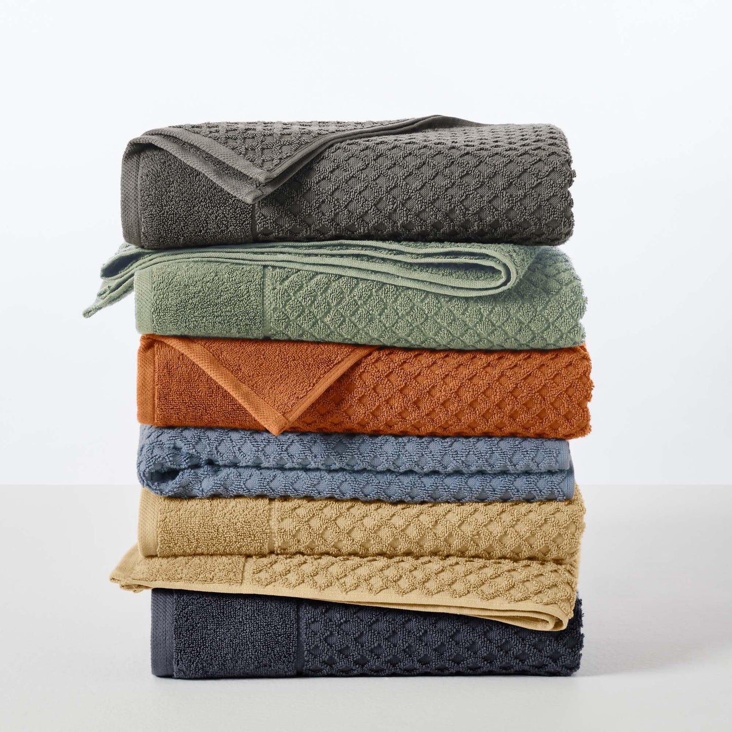 Great Bay Home Bath Towels - 100% Cotton 6 Piece Towel Set - Diamond Waffle Weave - Absorbent, Durable, Quick-Dry Towels for Bathroom (Copper)