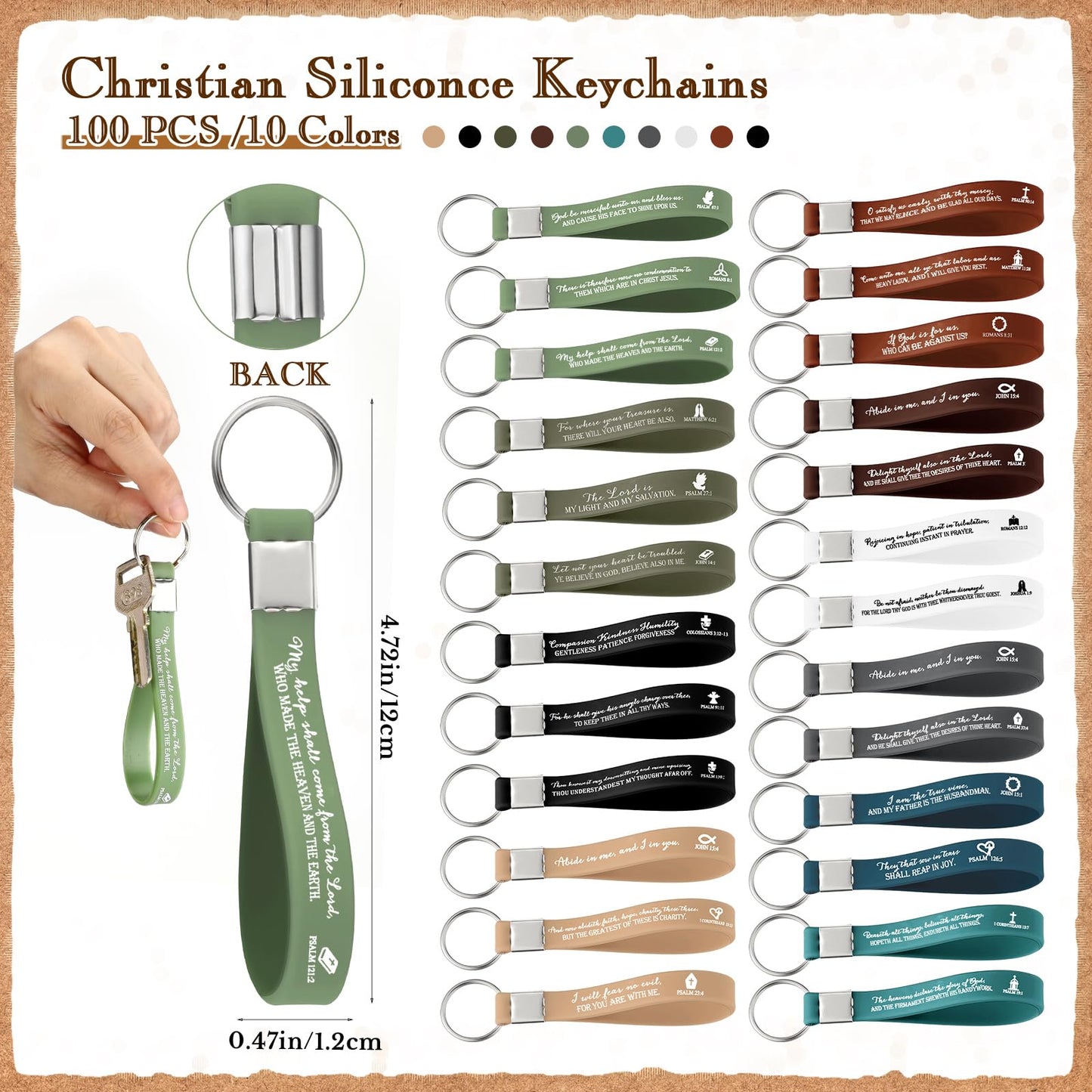 Feifeiya 100 Christian Gifts Bulk for Men Dad, Father's Day Bible Verse Bamboo Pens with Religious Silicone Keychains and Emergency Scripture Bookmarks, Church Bible Study Group Baptism Favors