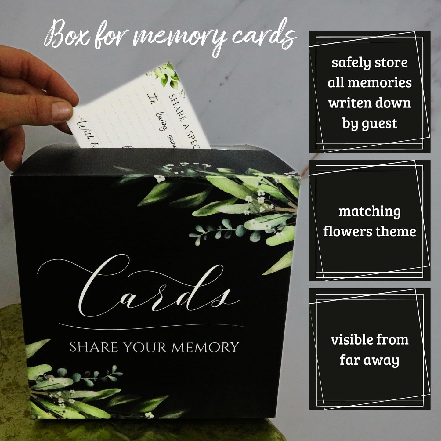 All-in-One Funeral Guest Book Set – Memorial Guestbook, Funeral Register Book, Celebration of Life Guest Book, Condolence Book, Memory Cards & Keepsake Collection Box - Memorial Keepsake