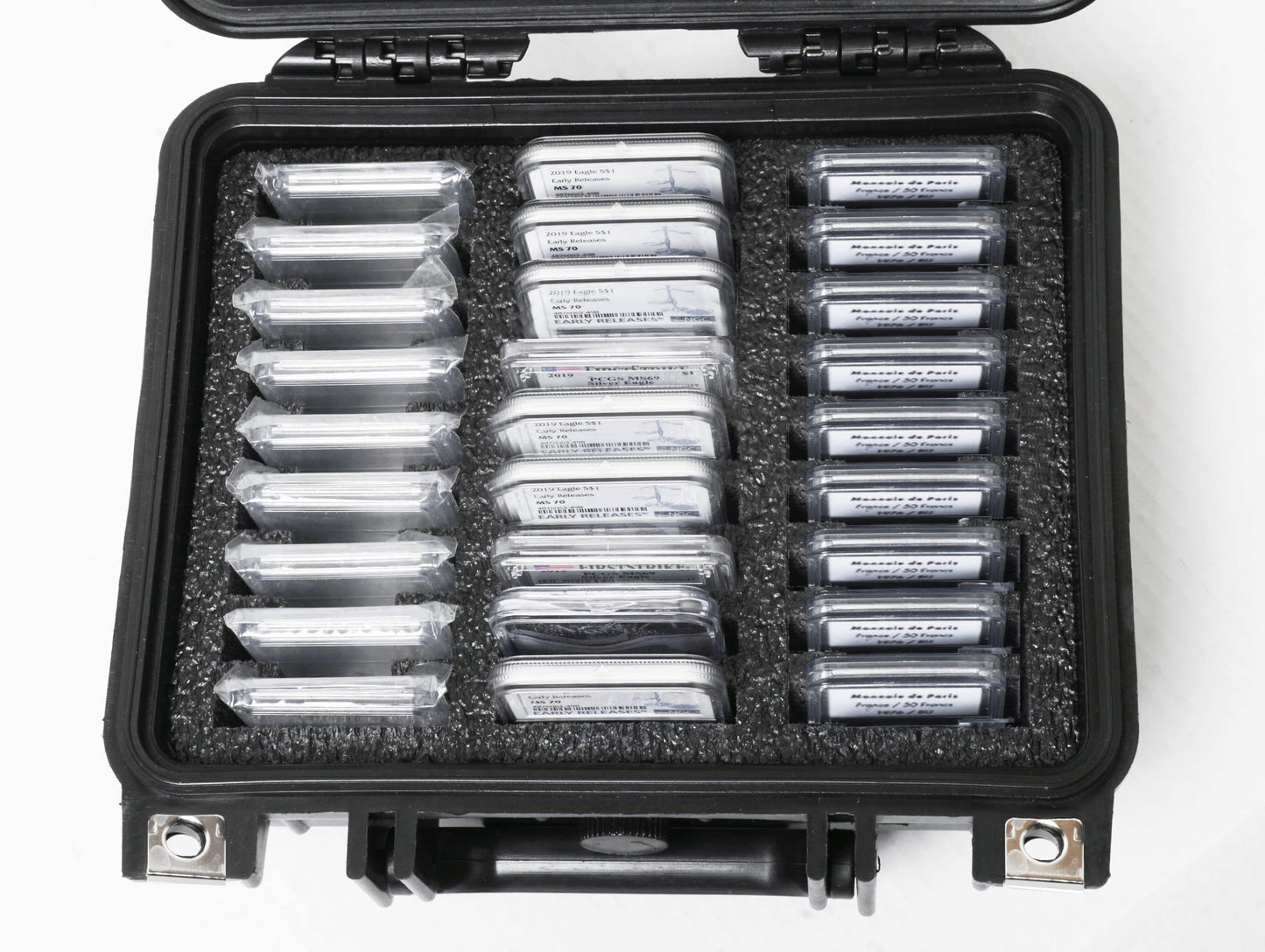 Case Club 27-45 Graded Coin Slab Case - Slotted Foam Separates Slabs - Fits PCGS, NGC & More - Travel Holder for Storage, Transport, & Organization of Coin Collection - Hard Shell Plastic