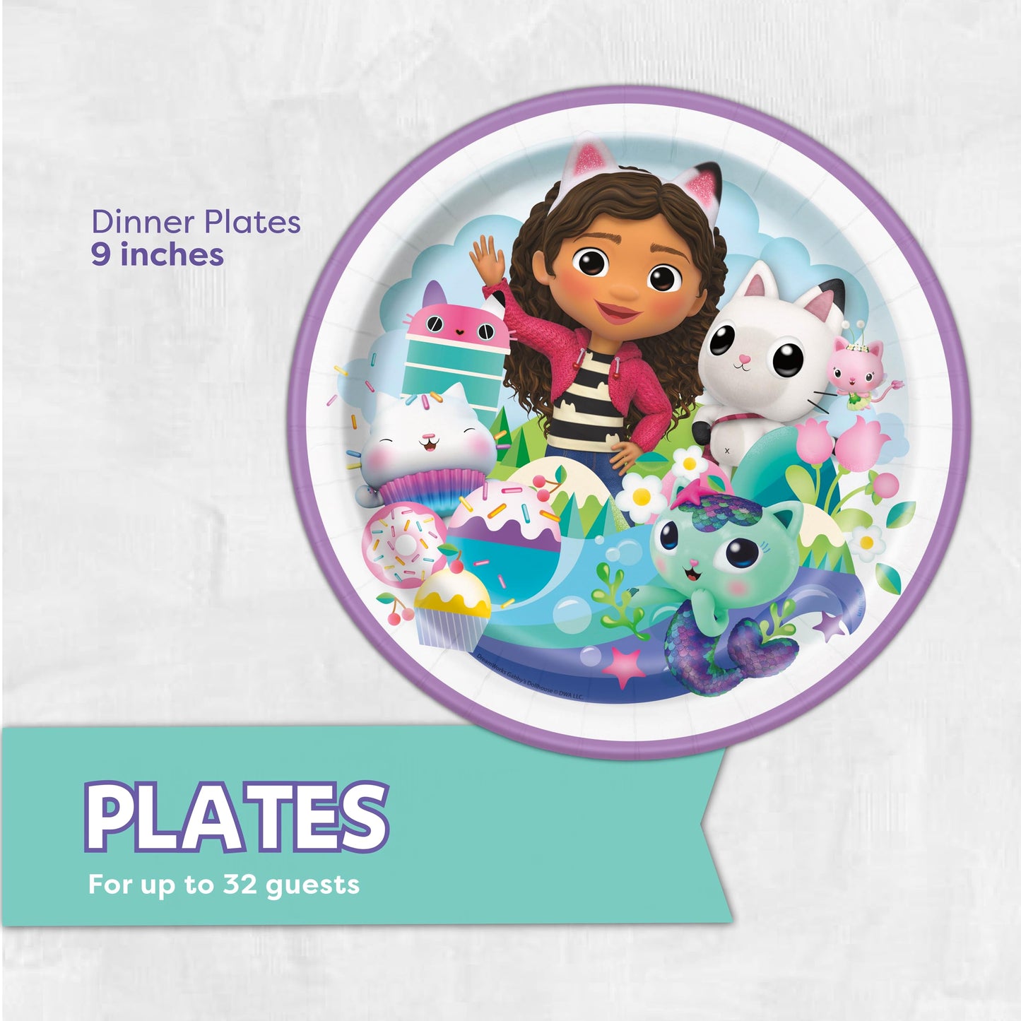 Gabby Dollhouse Plates and Napkins for 32 Guests | Gabby Dollhouse Party Decorations for Birthday | Officially Licensed