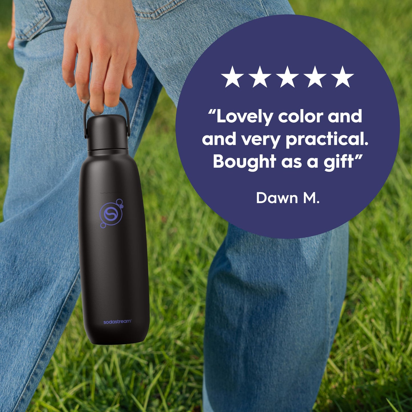 sodastream Fizz & Go Cool - All Metal Bottle (Black) Carbonating Bottle Capacity, 0.9L