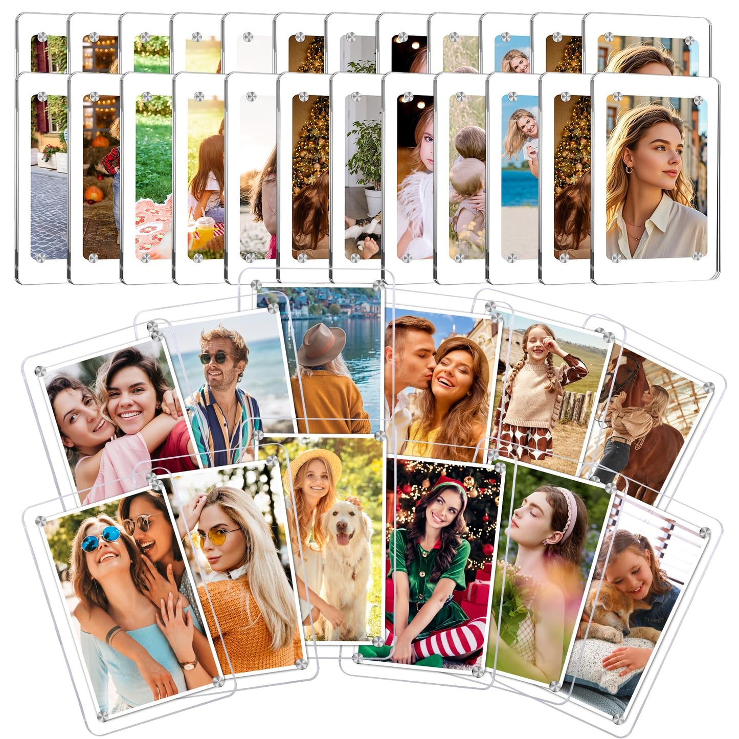 ESRICH 36 Pack-Acrylic Fridge Magnetic Frame, Mini Picture Frames, Double Sided Photo Magnet Frames for Refrigerator, Mini Clear Picture Frame, Gifts (2.36 x 3.54Inch)