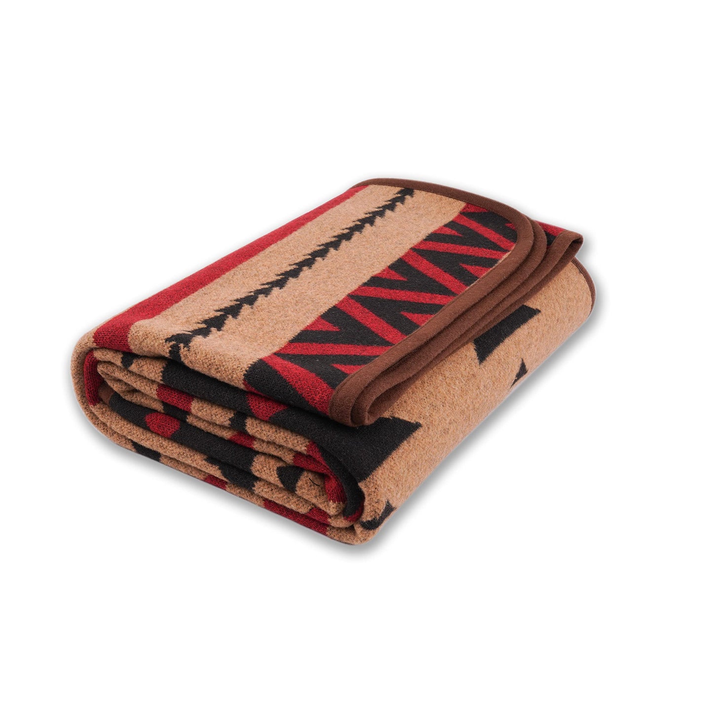 PuTian Merino Wool Blanket - Warm, Thick, Washable, 87" x 63" Large Throw for Outdoors, Camping, Couch, Bed, Travel - Super Soft Striped Fire Light Tan