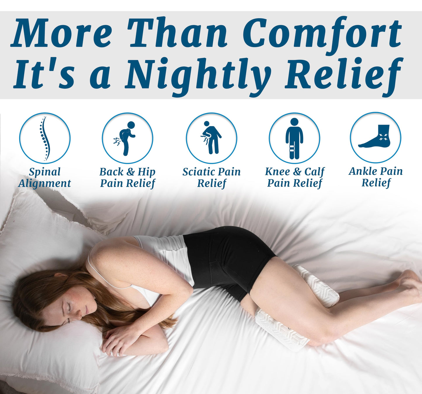 ComfiLife Orthopedic Knee and Leg Pillow for Side Sleepers Sleeping - 100% Polyurethane Foam for Back Pain, Hip Pain Relief