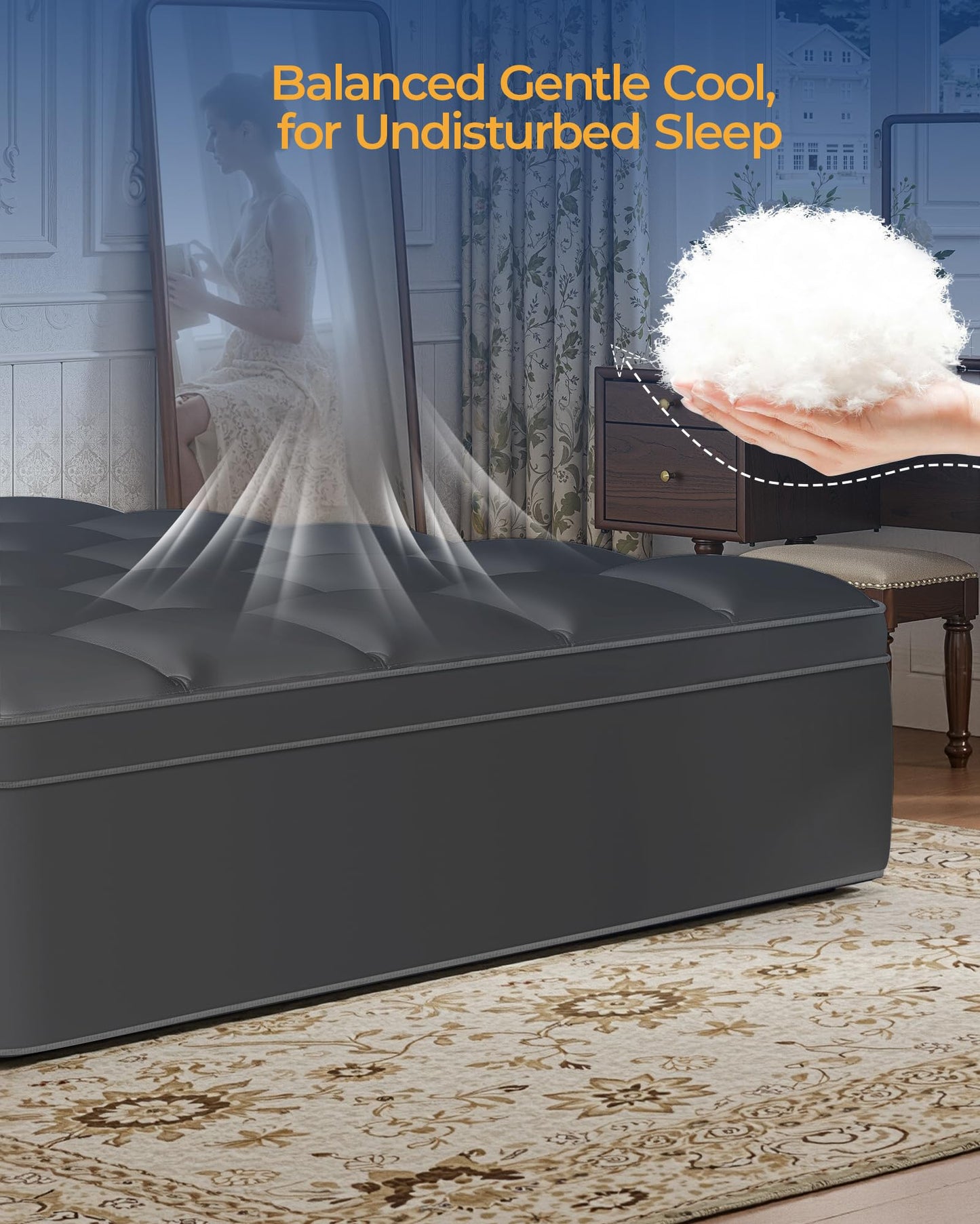 KAYFIA Full Mattress Topper, Extra Thick Mattress Pad Cover for Deep Sleep,3D+7D Snow Down Alternative Fill Overfilled Plush Pillow Top with 8-23 Inch Deep Pocket-Gray