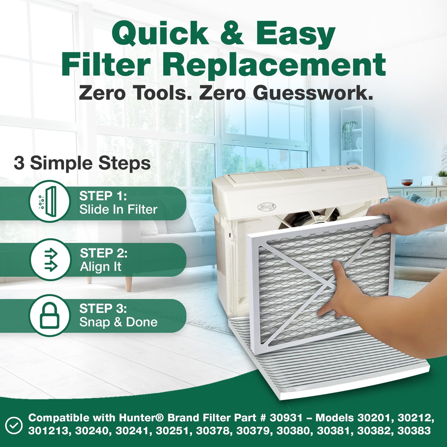 Crucial Air Purifier 2 Filters – Compatible with Hunter® Brand Filter Part # 30931 – Models 30201, 30212, 301213, 30240, 30241, 30251, 30378, 30379, 30380, 30381, 30382, 30383 – (2 Pack)