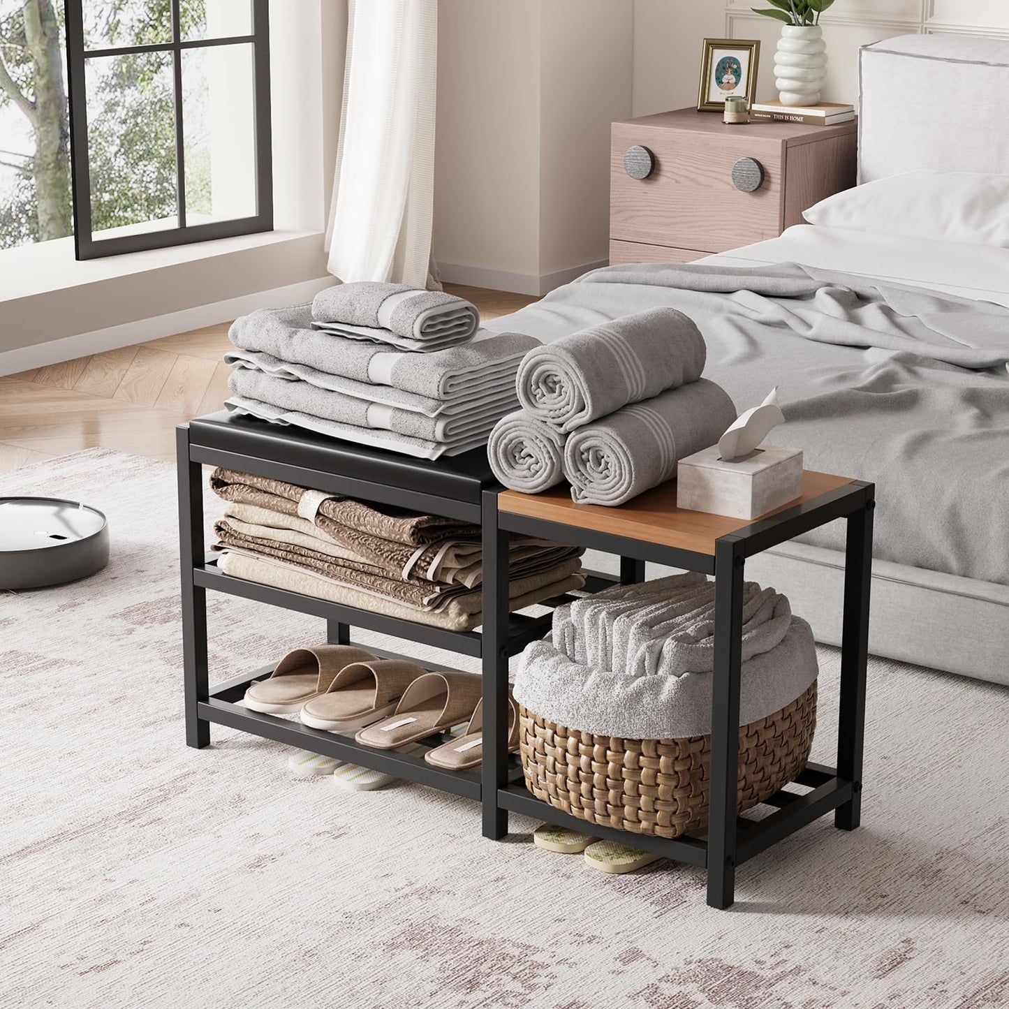 SHGJYANDF Shoe Bench,Shoe Organizer，Holds Up to 570 lb，12 x 30.7 x 17.3Inches，3-Tier Shoe Storage Bench,Entryway Bench with Cushioned Seats,for Shoe Rack in The Bathroom,Entryway,Bedroom,Living Room