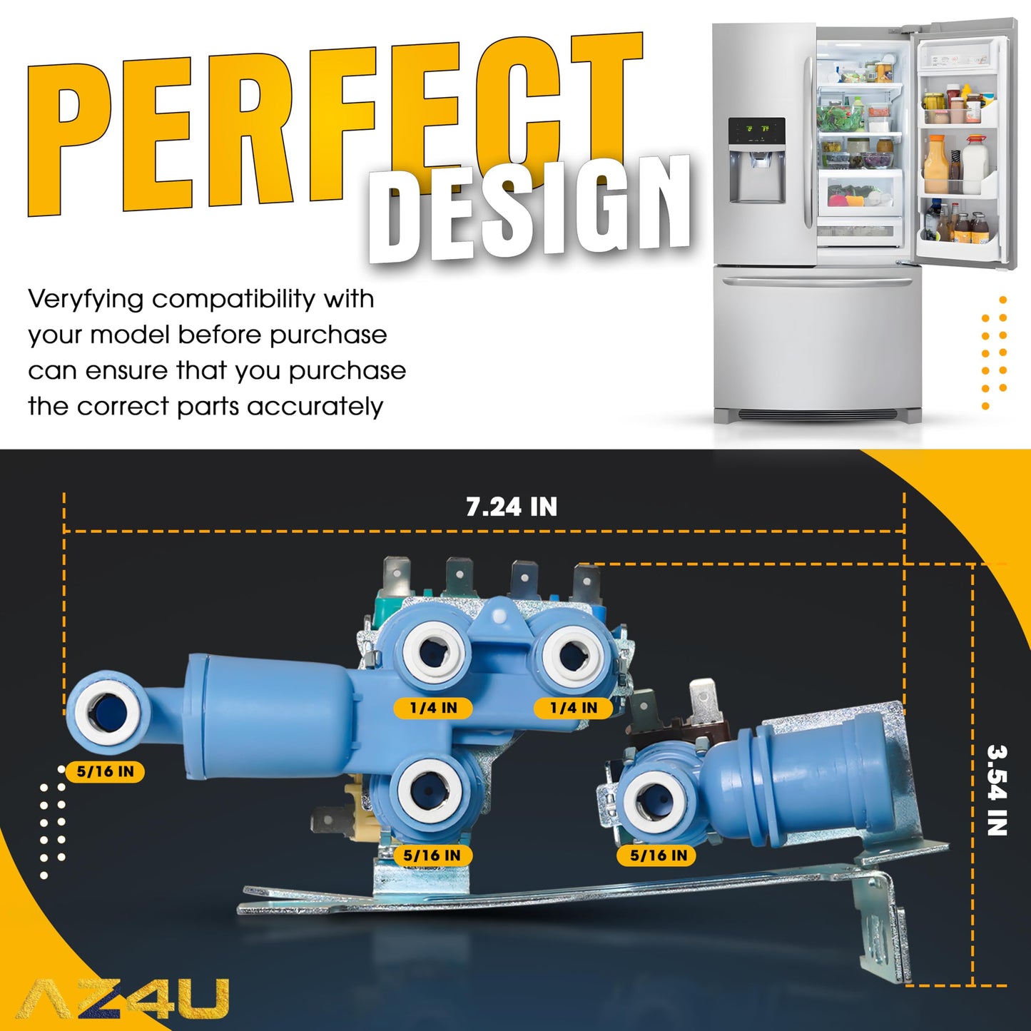 AZ4U 242102201 242253002 For Frigidaire Water Inlet Valve, Compatible With Frigidaire Water Valve Replacement Model # CFD DGH E23 EI2 FGU LFH LGU EW2 FDB FFH FGH FPB LGH For Electrolux Refrigerator