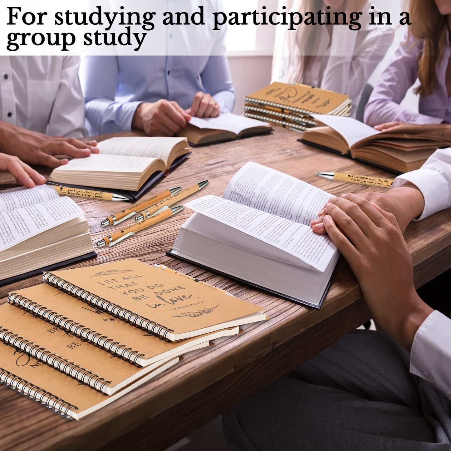 Kosiz 60 Pcs/ 30 Set Father's Day Christian Gift Bulk A5 Spiral Notebook 5.5"x8.3" Christian Prayer Journal Bible Ballpoint Pen Fathers Day Religious Gift for Men Sunday School Church Member (Brown)