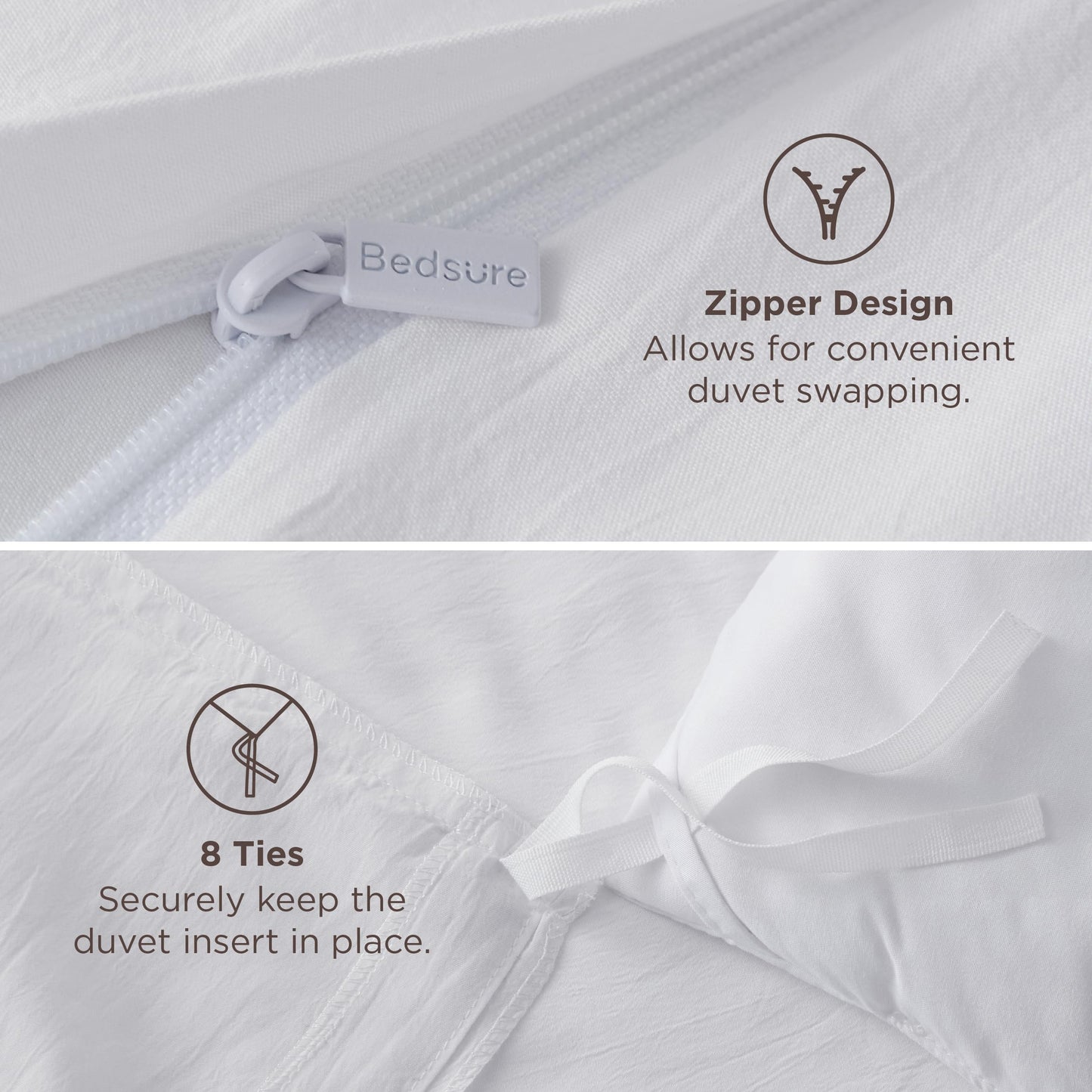 Bedsure Duvet Cover King Size Only - Prewashed Cotton-Like Polyester Extra Soft All Season Bedding, Includes 1 Duvet Cover 104x90 Inches with Zipper Closure, White, (No Comforter)