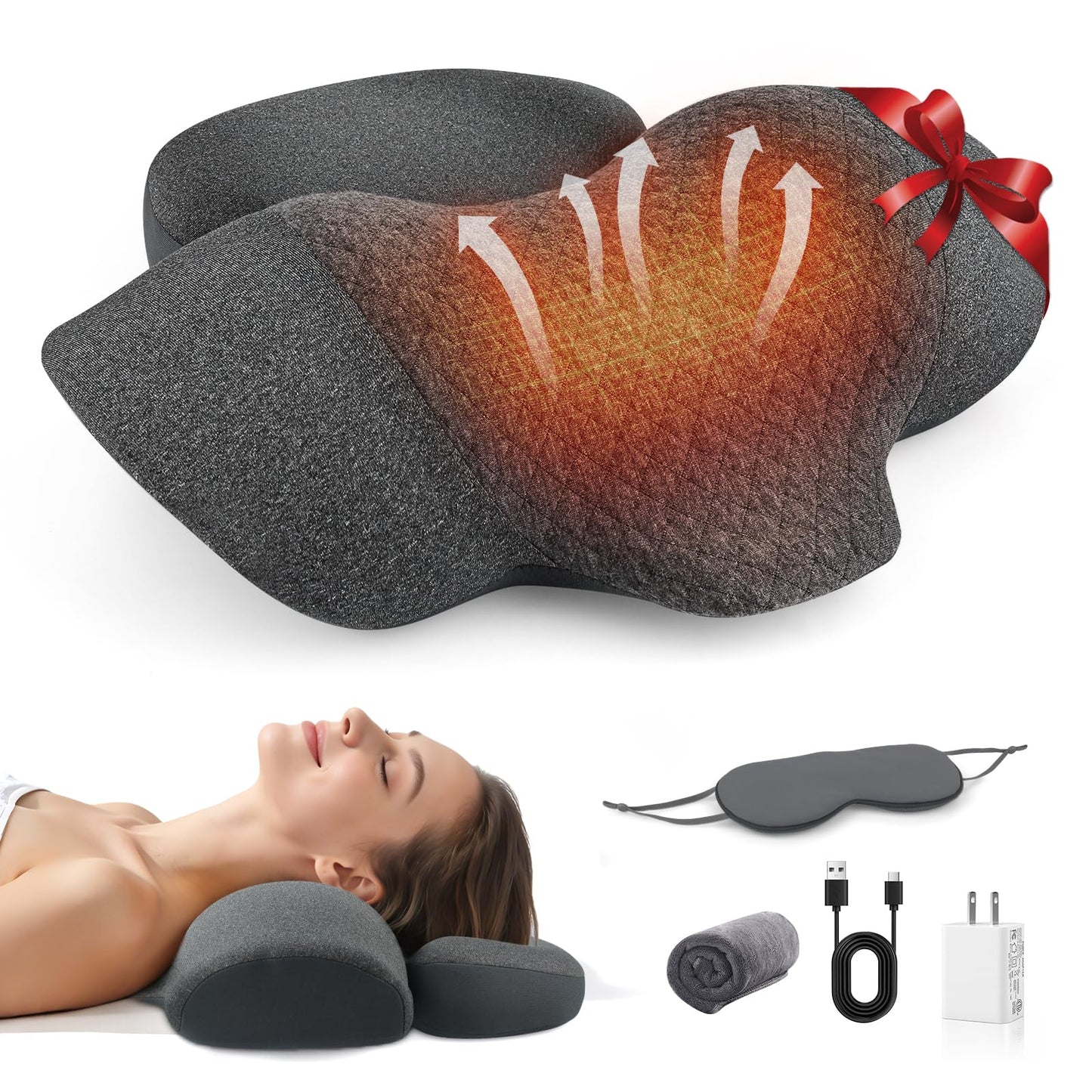 Sanivor 3-in-1 Neck Massager Pillow - Neck Cervical Traction Device with Heat,Vibration Massage & Airbag Traction,Neck Pillow for Pain Relief Deep Tissue Ergonomic Neck Shoulder Relaxer Gift Idea
