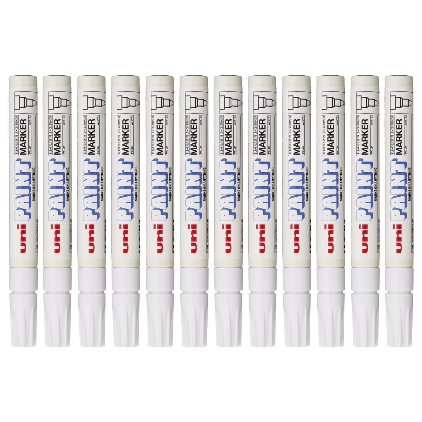 Uni-Ball uni Paint Marker Bullet Tip Medium Point Px20 Line Width 2.2-2.8mm White Ref 9001927 [Pack 12]