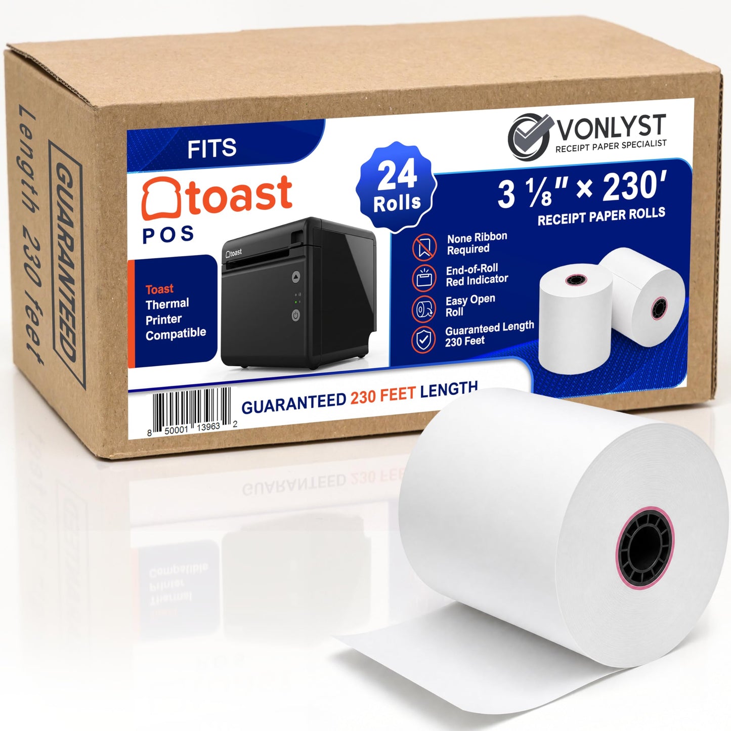 Vonlyst Thermal Printer Paper Roll for Toast TP200 Receipt Printer Point of Sale (24 rolls)