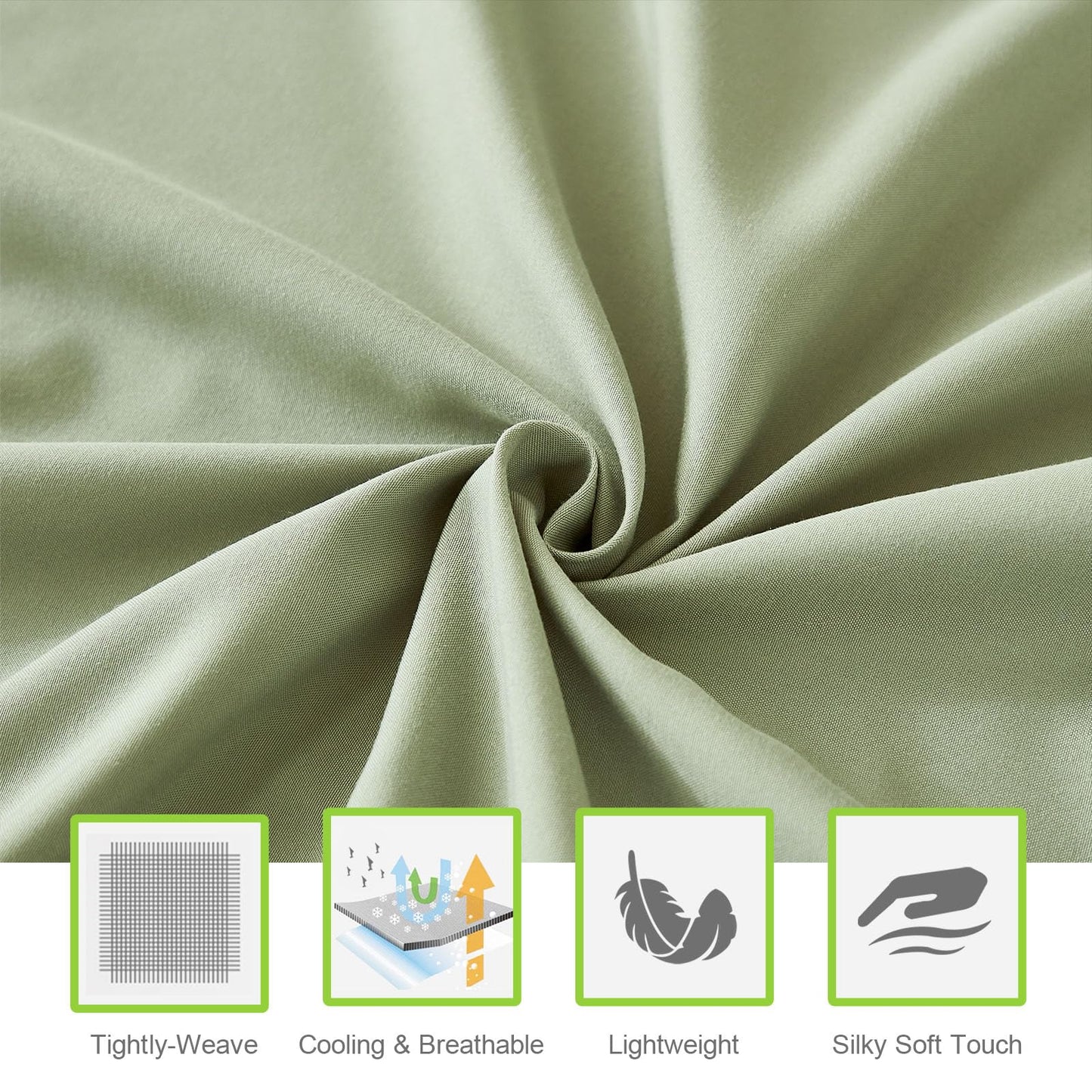ILAVANDE Sage King Size Sheets Set 6 Piece,Super Soft 1800 Series Microfiber Bed Sheets King Set-Wrinkle & Fade Resistant-14“ Deep Pockets Sheets for King Size Bed(King,Sage Green)