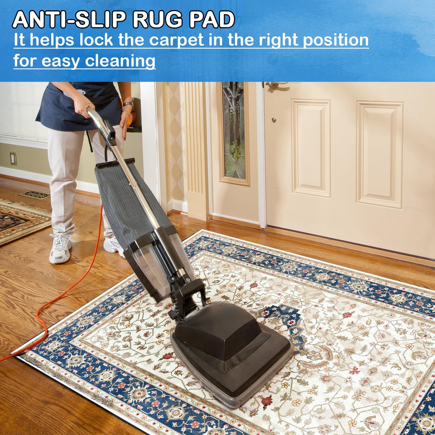 Non-Slip Rug Pads 5 x 7 ft, 100% Waterproof Extra Large Area Rugs Non Skid Rug Pad for All Floors and Finishes Durable Hardwood Floor Protective Felt Keeps Rugs in Place, Safe and Secure