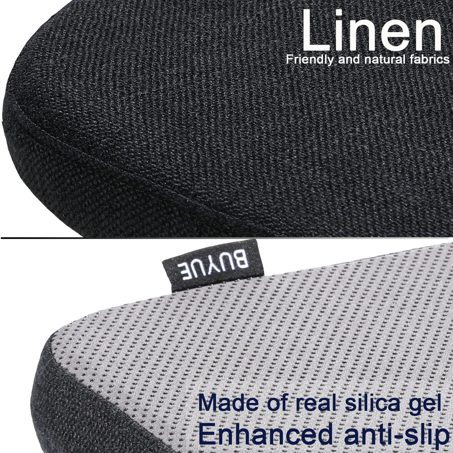BUYUE Friendly Woven Fabric 14x14 Magnetic Cushions for Metal Chair Set of 4, Enhanced Anti-Slip Seat Pads for Dining Kitchen Café Stackable Chairs (U-Shape, Black, 4 Counts)