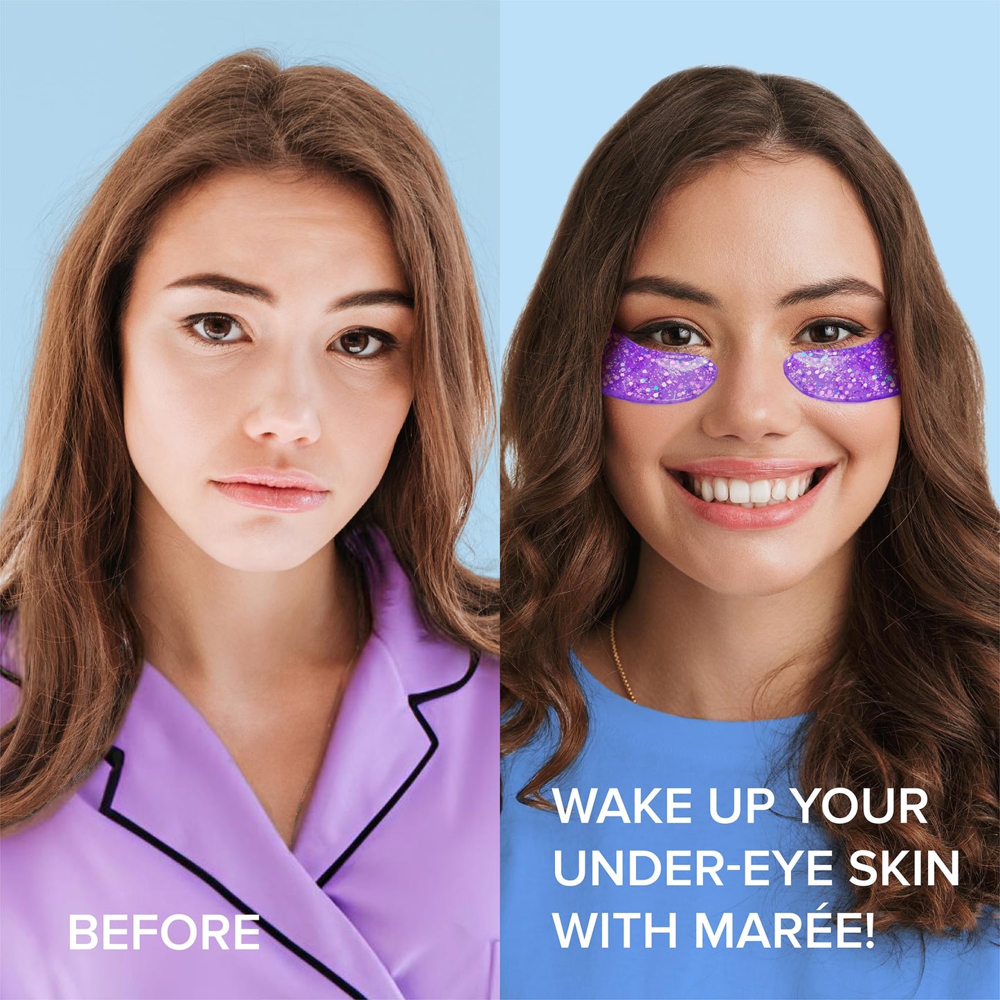 MAREE Eye Gels 2 PACK - Under Eye Patches for Puffy Eyes and Dark Circles with Natural Marine Collagen & Hyaluronic Acid - Anti-Aging Masks for Face to Soothe Puffiness