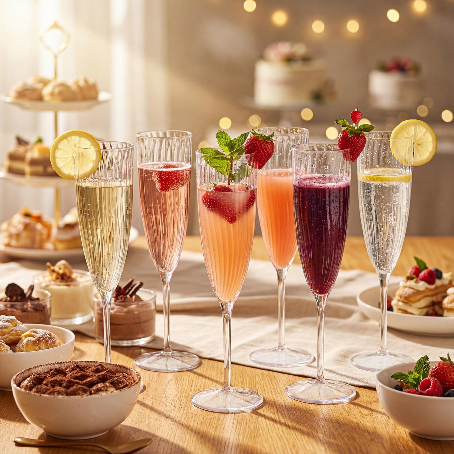 WDF 36PCS Clear Champagne Flutes Plastic - 6 OZ Clear Disposable Champagne Flutes Party Supplies for Wedding/Birthday/Parties/Graduation
