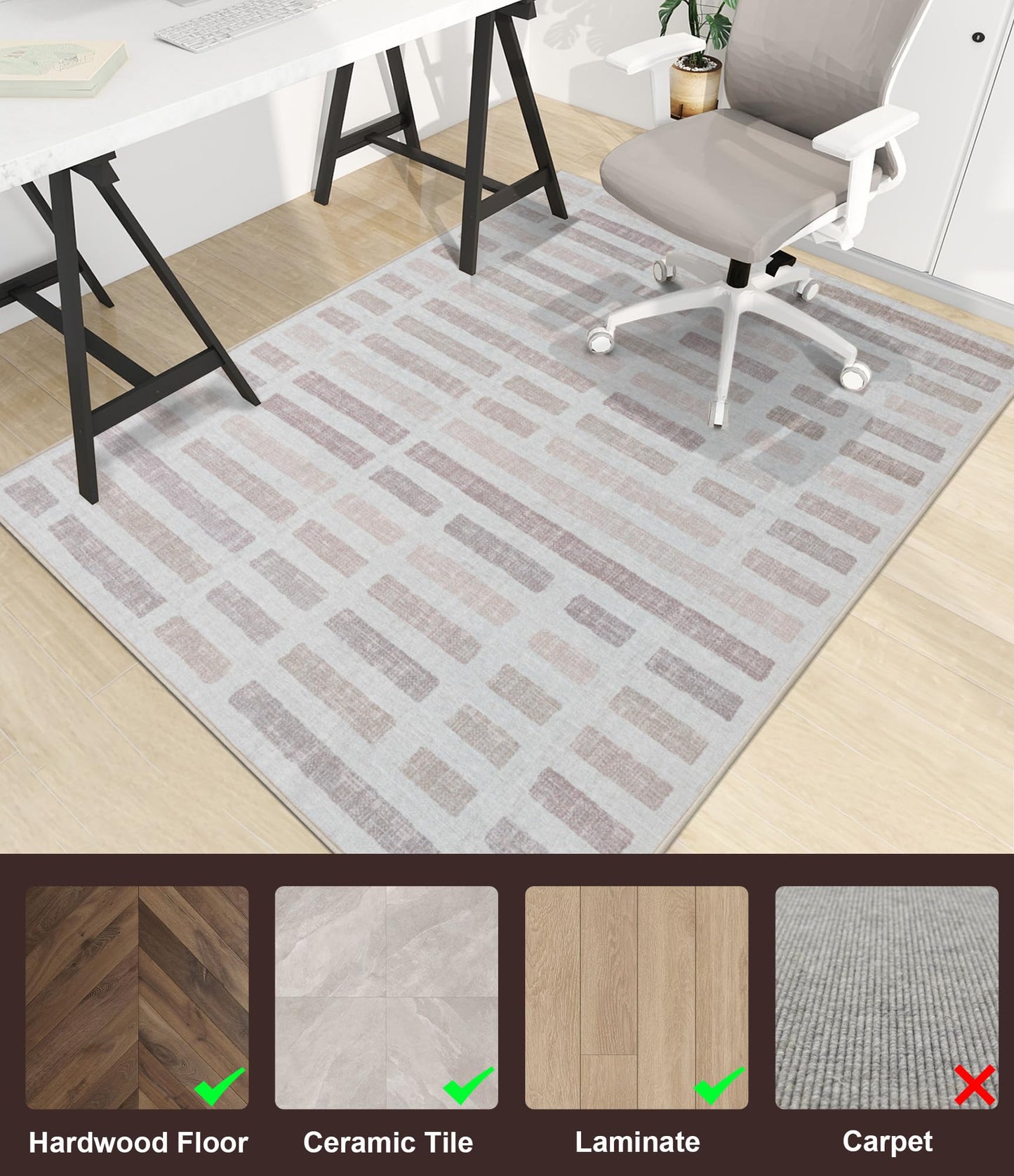 chakme Office Chair Mat for Hardwood Floor, 72"x48" Easy Glide Computer Desk Mat Protector for Rolling Chair Under Desk Rug Nonslip Backing, Machine Wash, (Plaid)