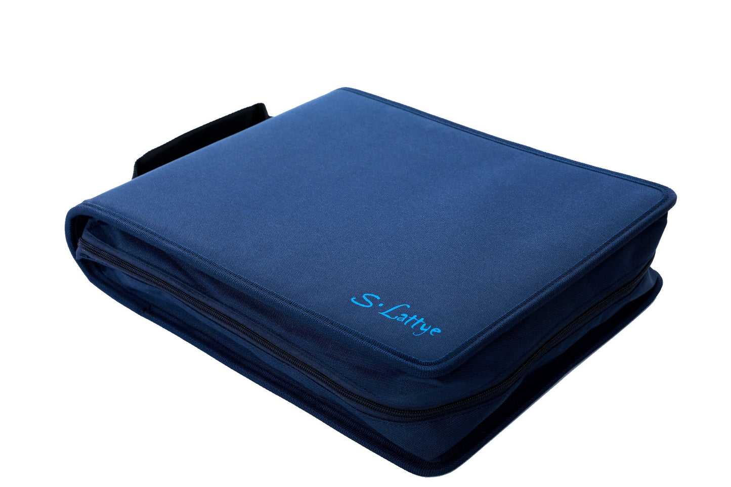 DVD CD Storage Case with Extra Wide Title Cover Pages for Blu Ray Movie Music Audio Disk (Portable Carrying Binder Holder Wallet Album Home Organizer Shelf)- Blue, 192 Disk Units, 96 Booklet Pockets