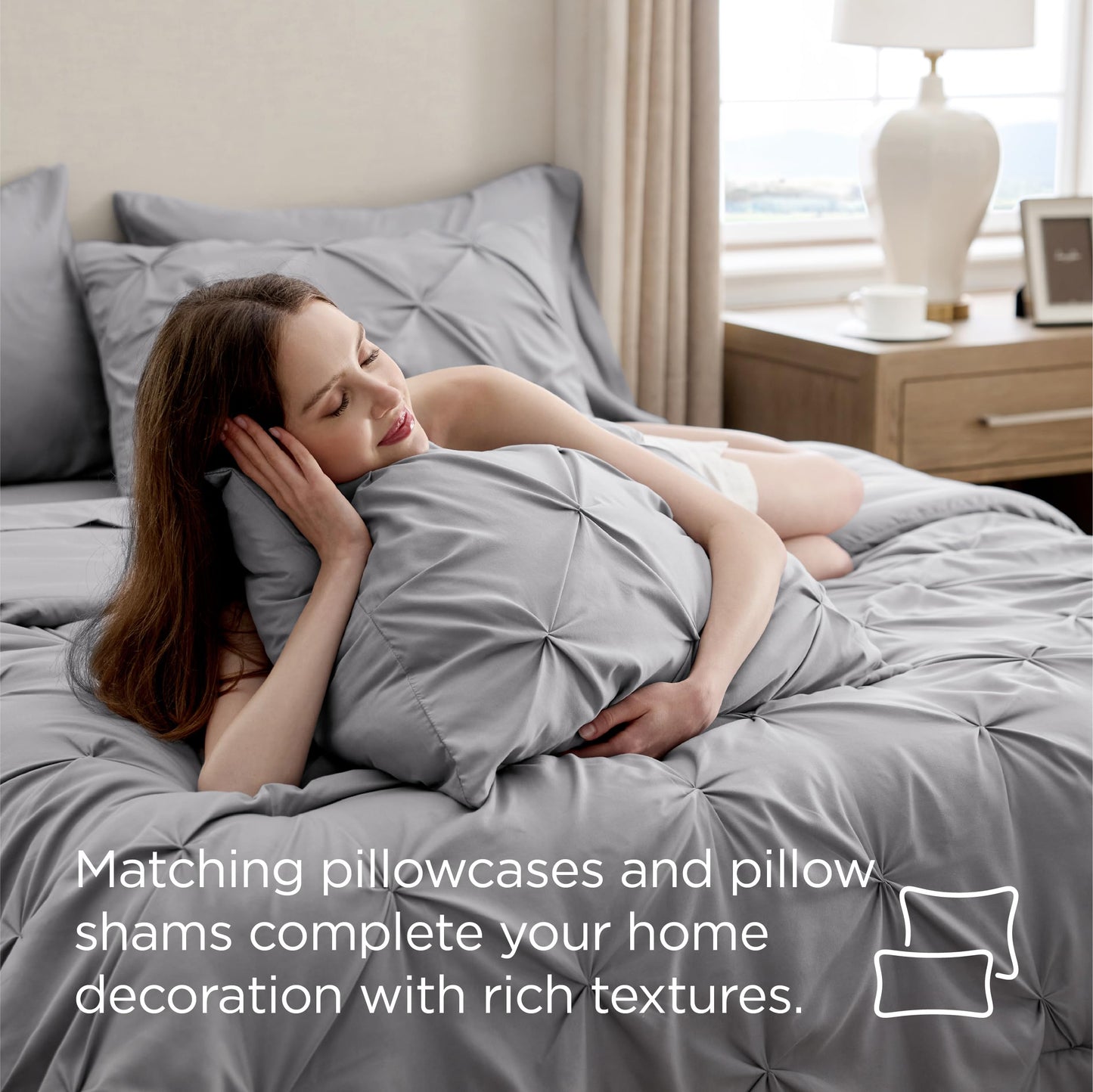 Bedsure Full Size Comforter Sets Grey - Bed in a Bag Full Size Bedding Set 7 Pieces, GentleSoft™ Bed Set Gift for Family, All Season Down Alternative Comforter with Sheets, Pillowcases & Shams