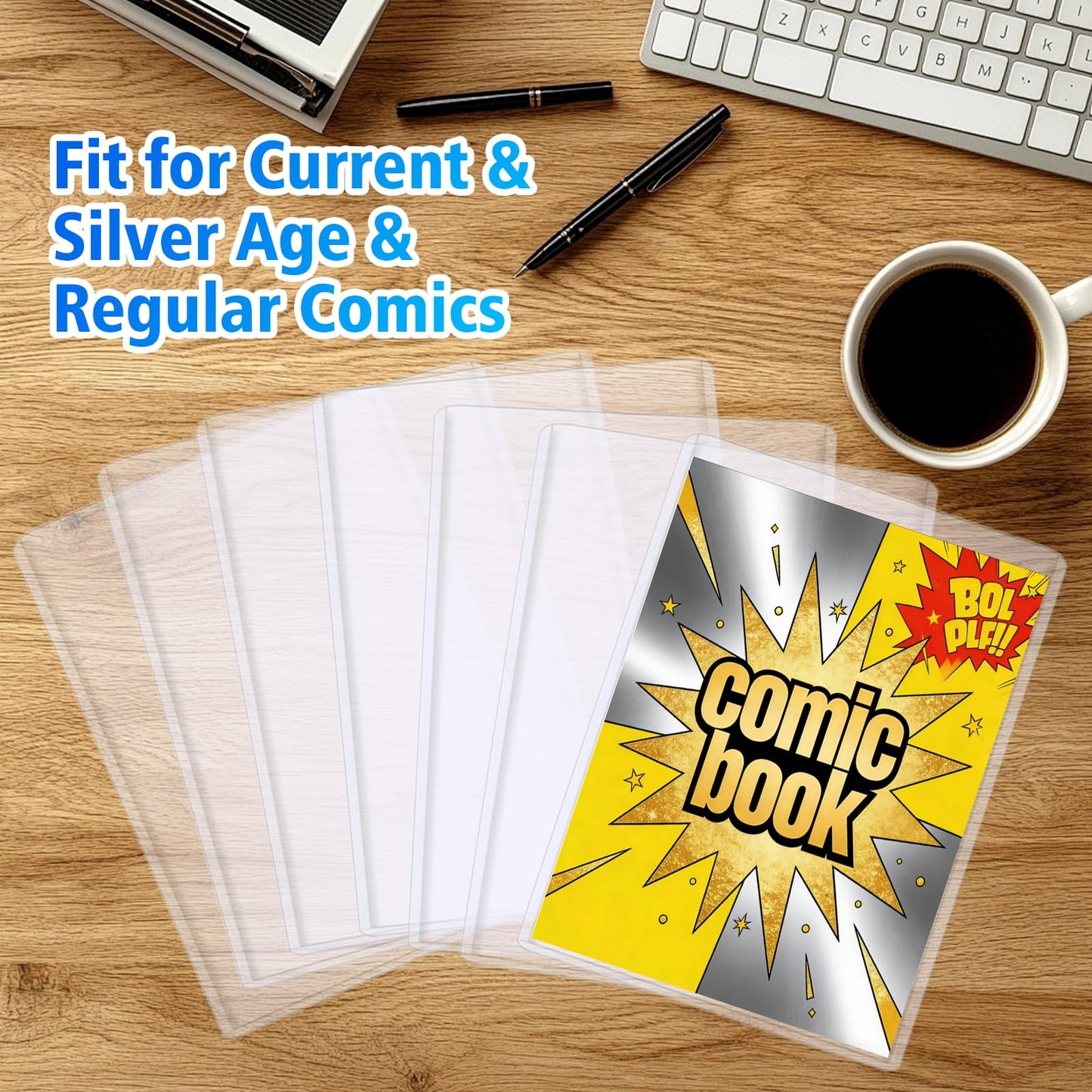 20 Pack Comic Book Top Loaders - Premium PVC Hard Sleeves for Current & Silver Age Comics, 7.6x11 Inch Crystal Clear Protection for Display, Storage, and Collection (20)