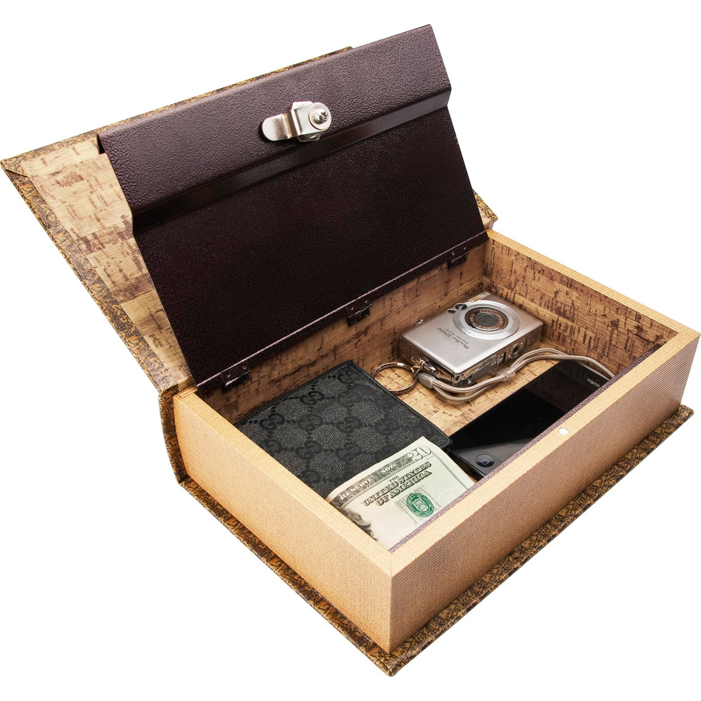 Barska Antique Map Book Safe with Key Lock – Hidden Diversion Lock Box with Magnetic Closure – Concealed Steel Compartment for Cash, Jewelry, Valuables – Home or Office Security Hidden Book Safe