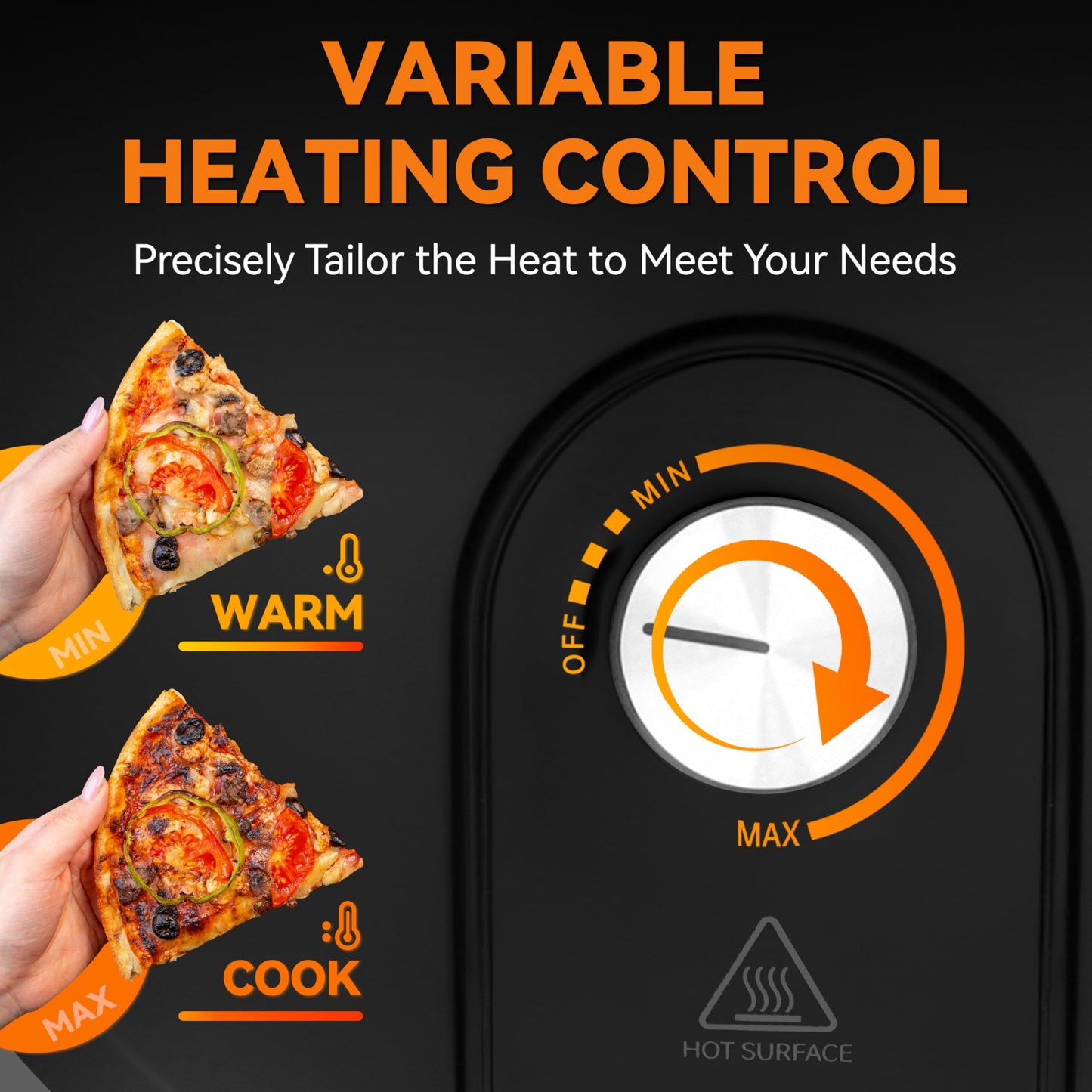 Baker’s Friend Pizza Maker Electric with Temperature Control, Indoor Quesadilla Maker, 12 Inch Electric Pizza Maker Machine for Home, Pizza Cooker, 1400W, Graphite