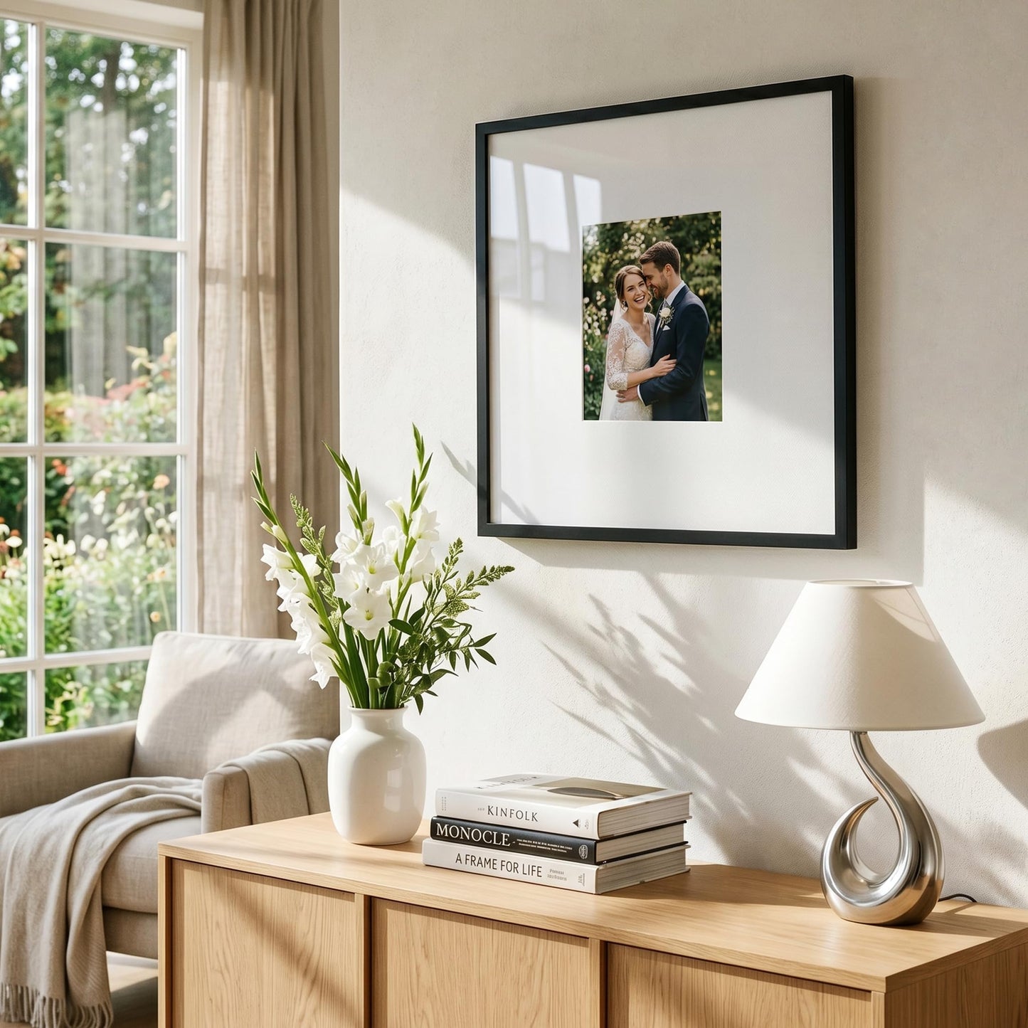 Americanflat 20x20 Picture Frame with Polished Plexiglass - Use as 8x10 Frame with Mat or Display 20x20 Photo Without Mat - Streamline Collection - Thin Border Square Frames for Wall Display - Black