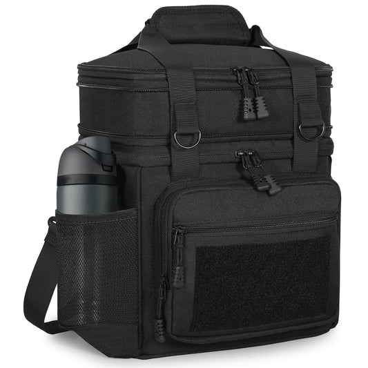Tactical Lunch Box Cooler Bag - Expandable Insulated Lunch Bag for Men Women - Large Lunchbox for Adults Work Shifts Outdoor Trips Black 16L