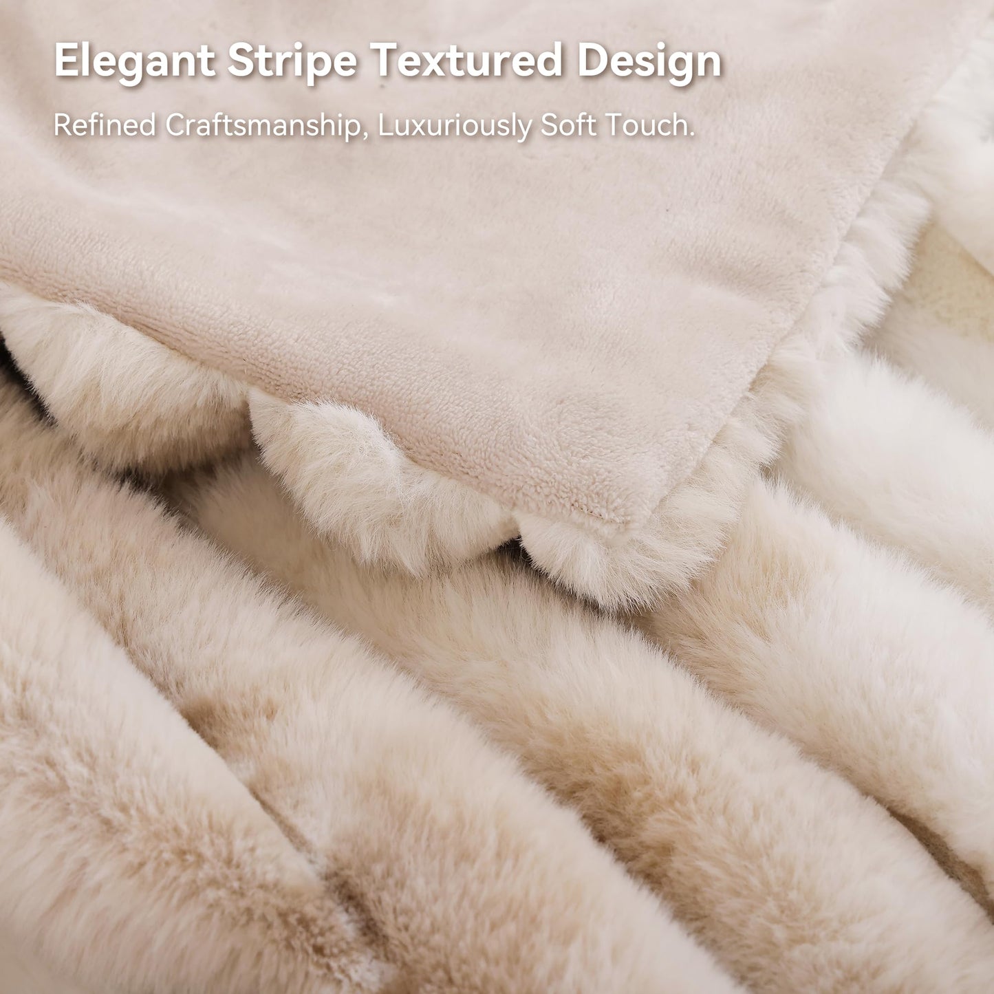 Smoofy Fluffy Faux Fur Throw Blanket - Super Soft Thick Plush Cozy Fuzzy Rabbit Fur, Luxury Warm Fleece Stripe Blanket for Couch, Sofa, Room Decor Gift for Women, Tie Dye Brown Throw, 50x60