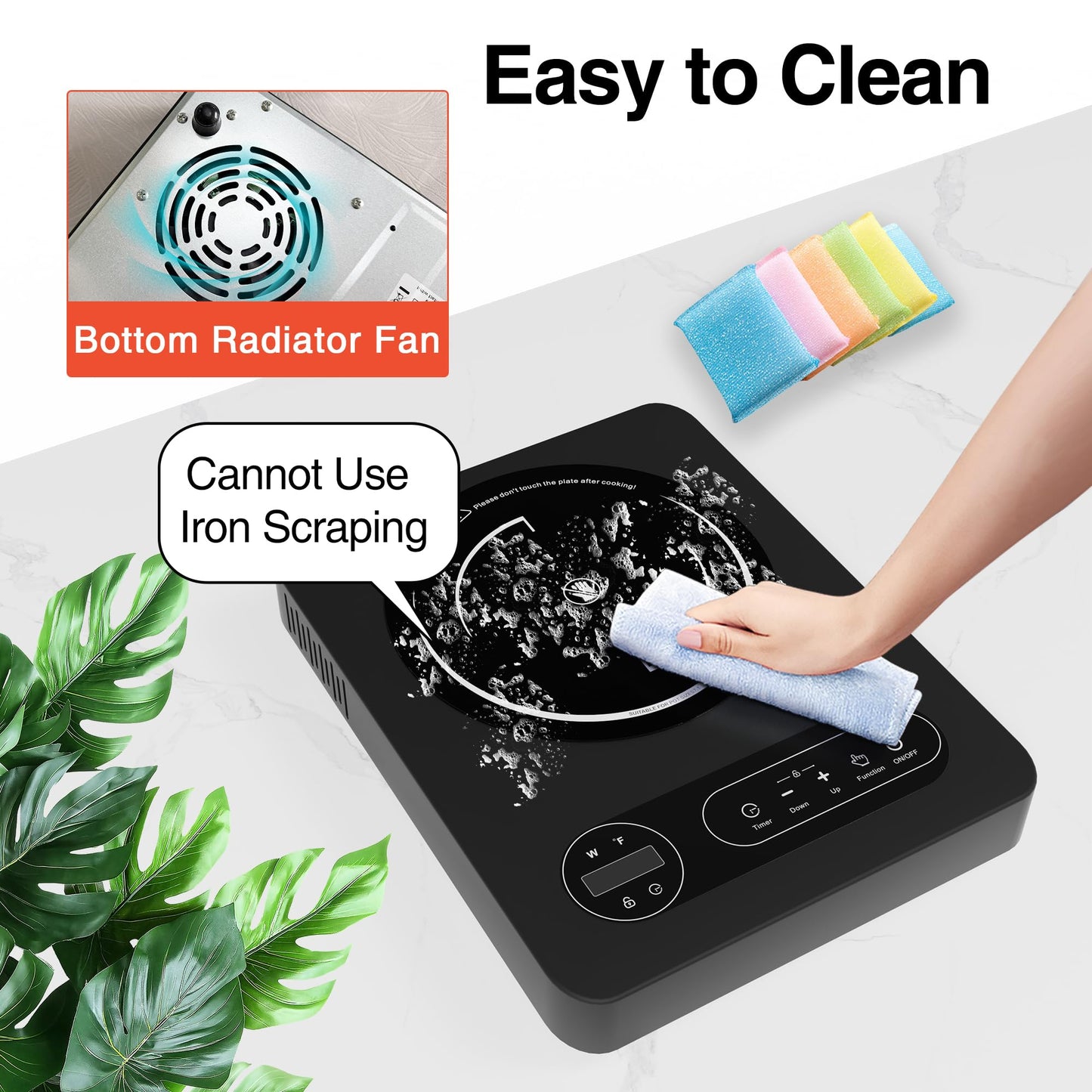 Nafewin Single Burner Electric Cooktop 1800W - 110V Electric Stove Top Burner Portable Stove with LED Touch Control 10 Power Level, Hot Plate with Child Safety Lock, Timer and Overheat protection