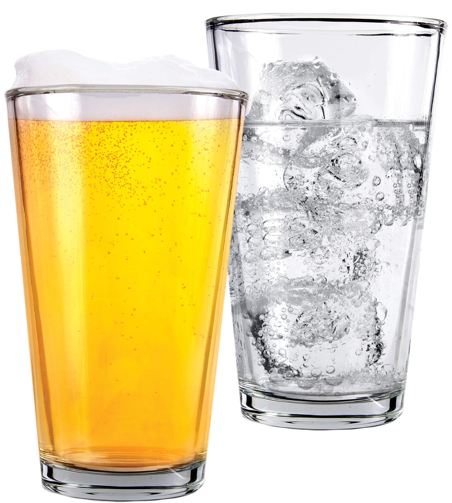 Kitchen Lux Pint Beer Glasses Set of 12 – 16 oz Tall Clear Drinking Glasses and All Purpose Tumblers – Heavy Base Cocktail, Water, Juice Glass – Pub Style Design For Home Dining, Bars, and Parties