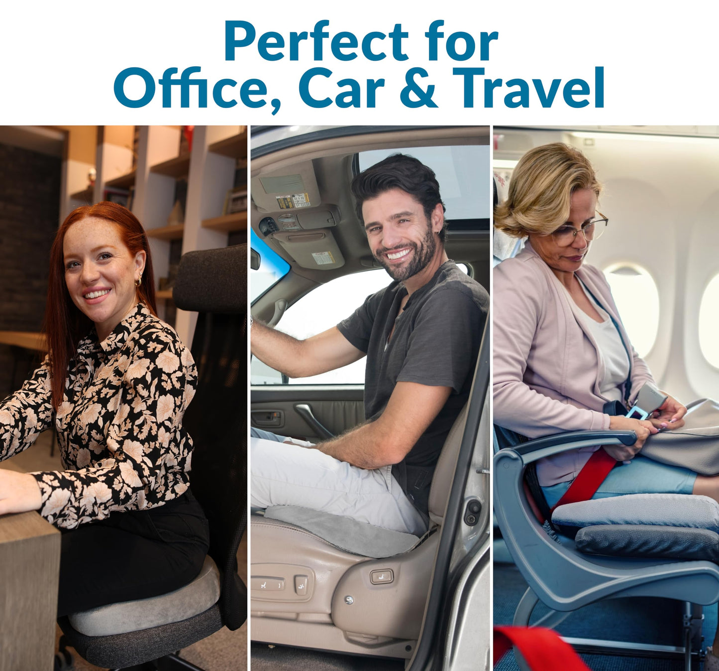 ComfiLife Premium Comfort Seat Cushion - Non-Slip Orthopedic 100% Memory Foam Coccyx Cushion for Tailbone Pain - Cushion for Office Chair Car Seat - Back Pain & Sciatica Relief (Gray)